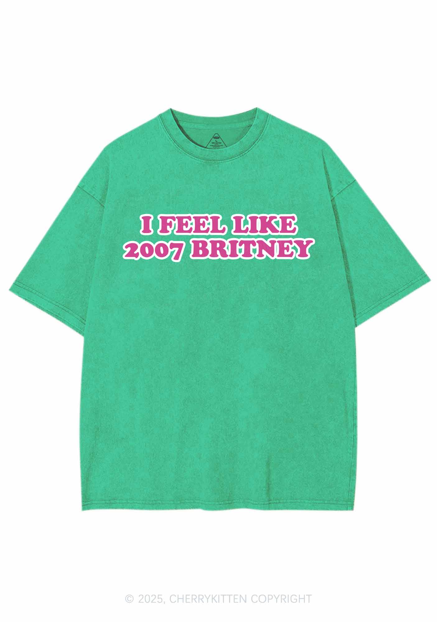 I Feel Like Britney Y2K Shirts Washed Tee Cherrykitten - Image 8