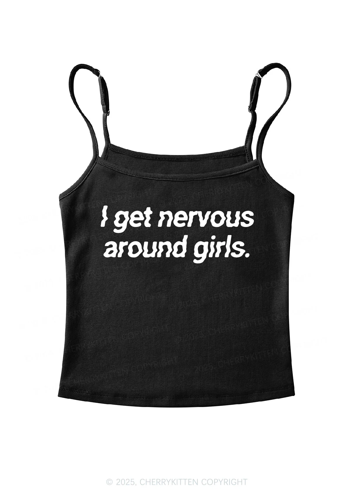 Get Nervous Around Girls Y2K Spaghetti Strap Cami Cherrykitten - Image 3