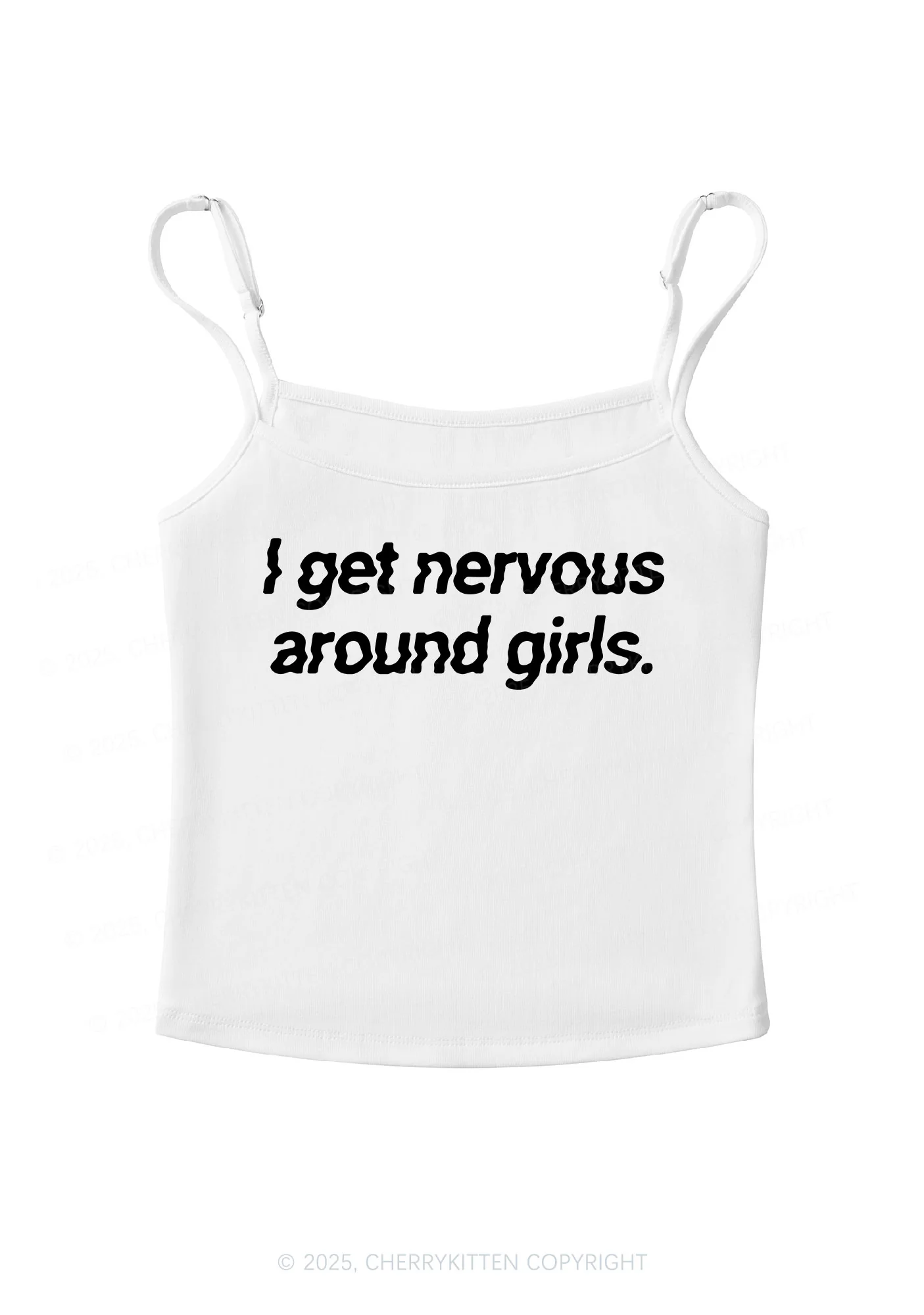 Get Nervous Around Girls Y2K Spaghetti Strap Cami Cherrykitten - Image 4