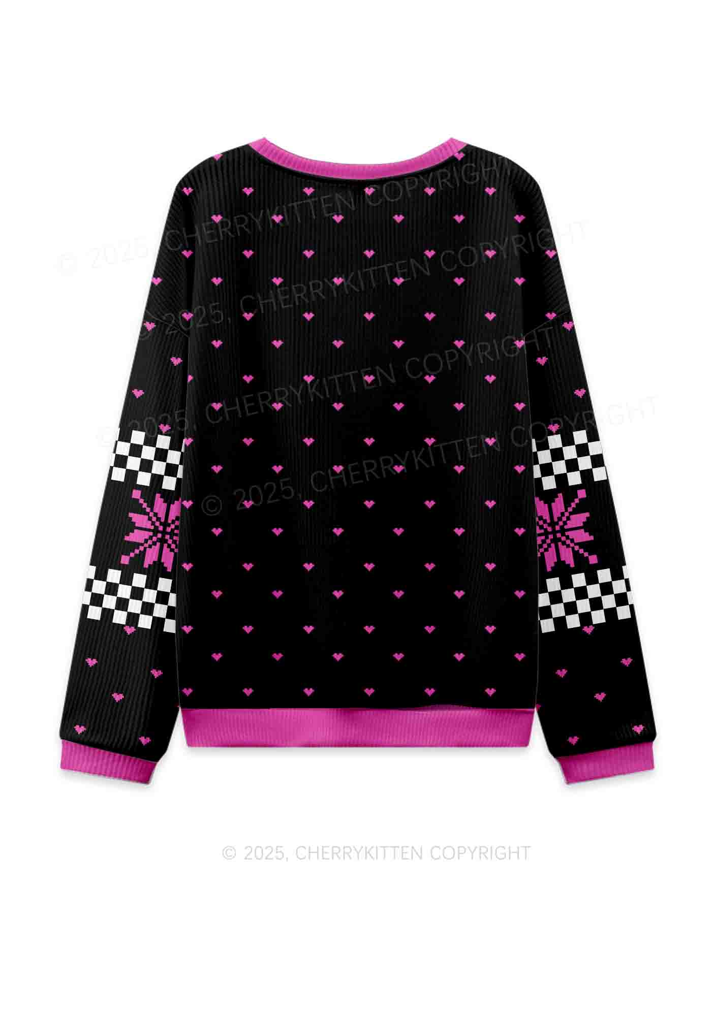 I Got Delicious PTSD Y2K Christmas Knit Sweatshirt Cherrykitten - Image 2