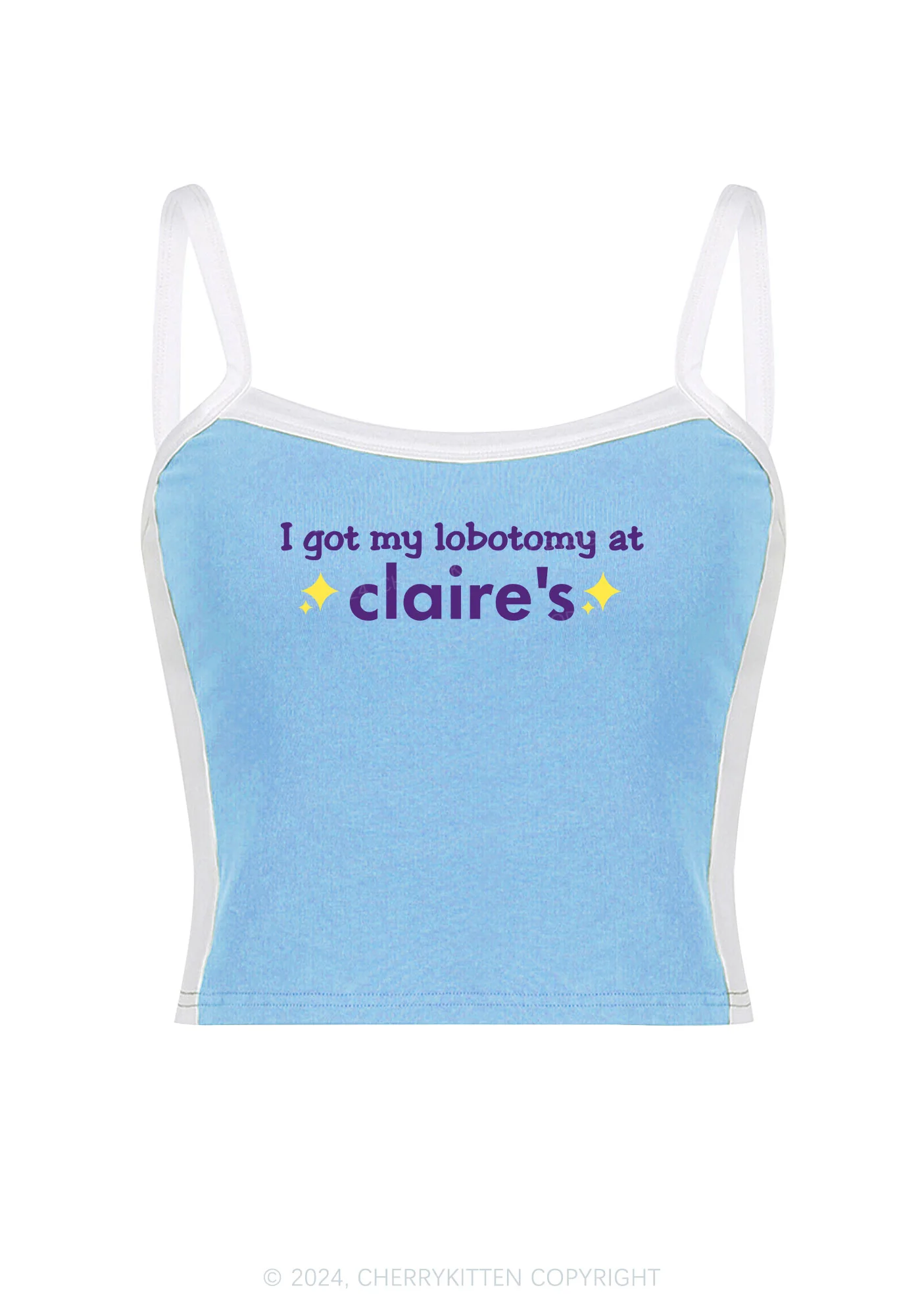 I Got My Lobotomy At Claire's Y2K Color Block Crop Cami Top Cherrykitten - Image 2