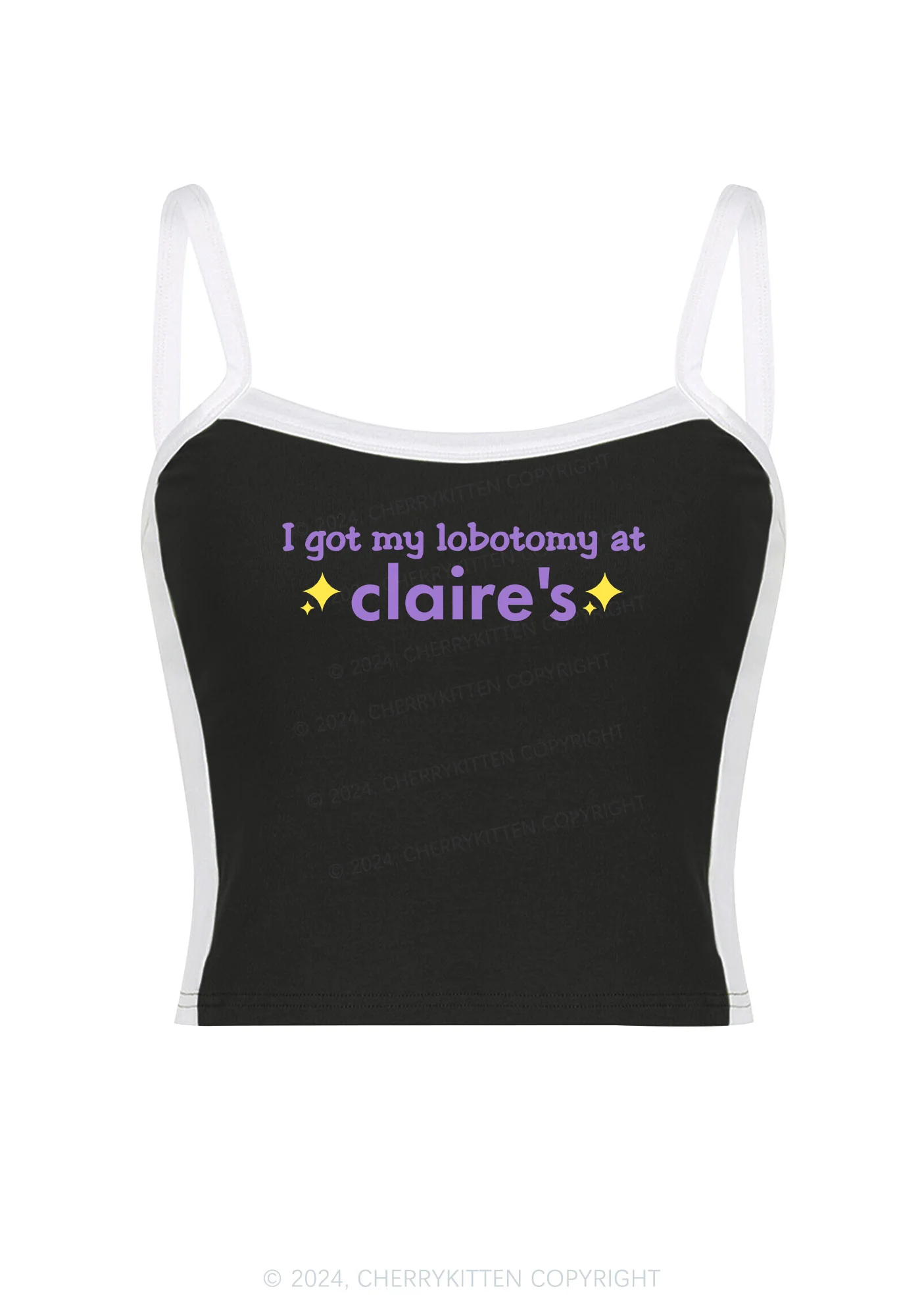 I Got My Lobotomy At Claire's Y2K Color Block Crop Cami Top Cherrykitten - Image 3