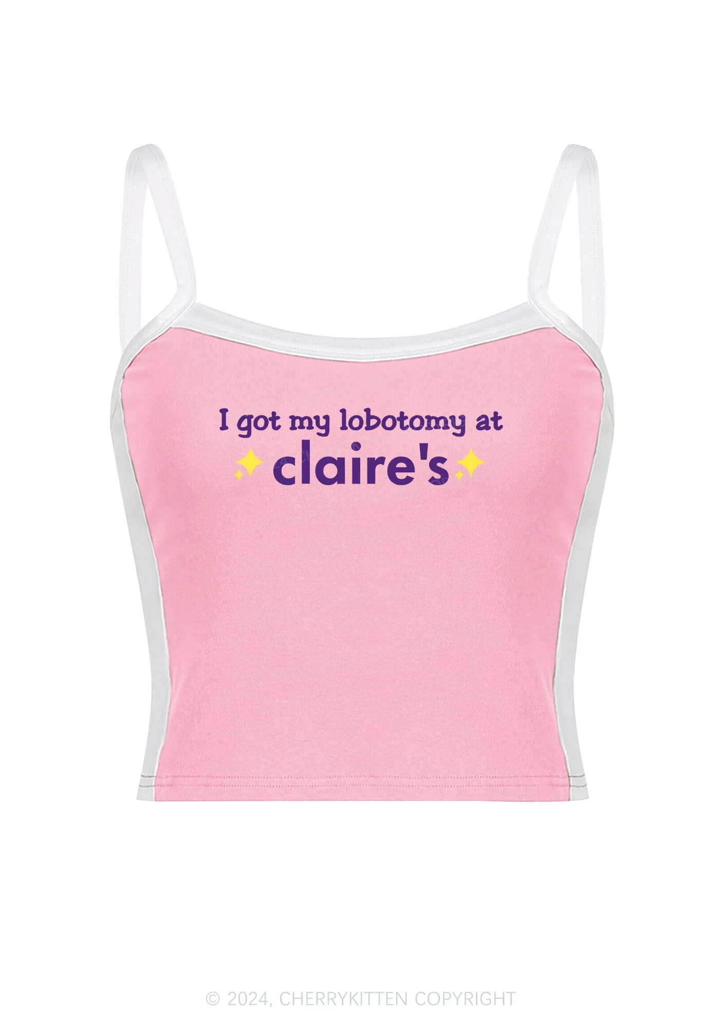 I Got My Lobotomy At Claire's Y2K Color Block Crop Cami Top Cherrykitten - Image 4