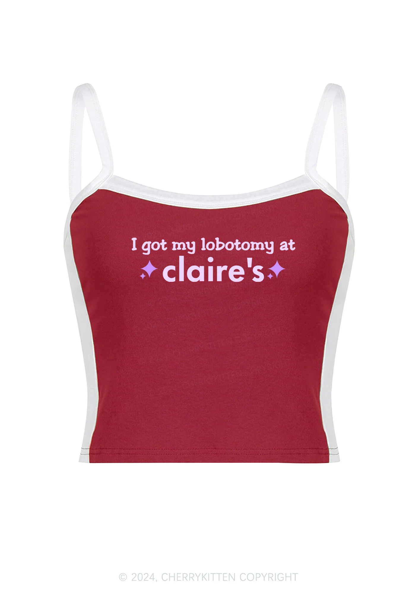 I Got My Lobotomy At Claire's Y2K Color Block Crop Cami Top Cherrykitten - Image 5