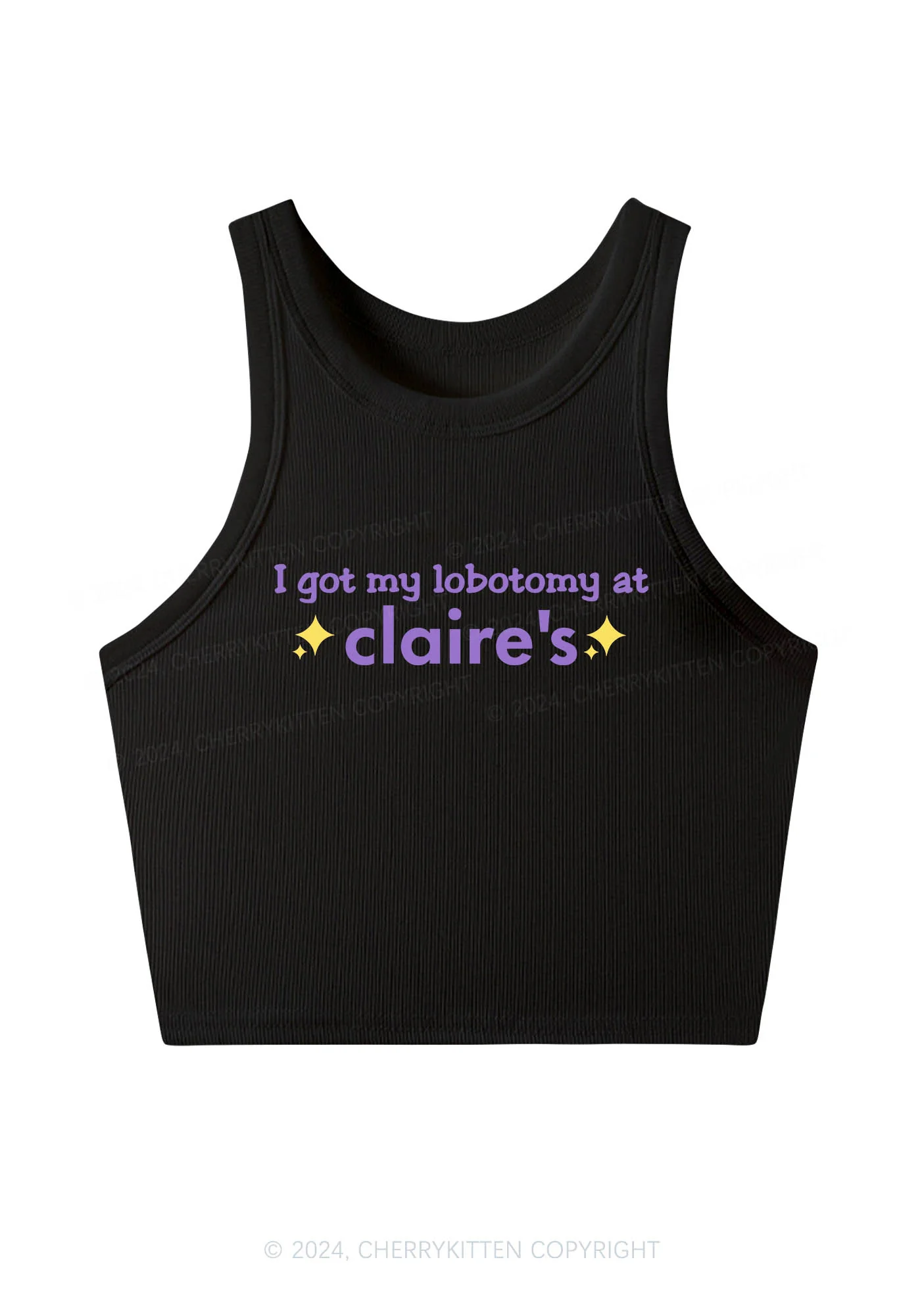 I Got My Lobotomy At Claire's Y2K Crop Tank Top Cherrykitten - Image 2