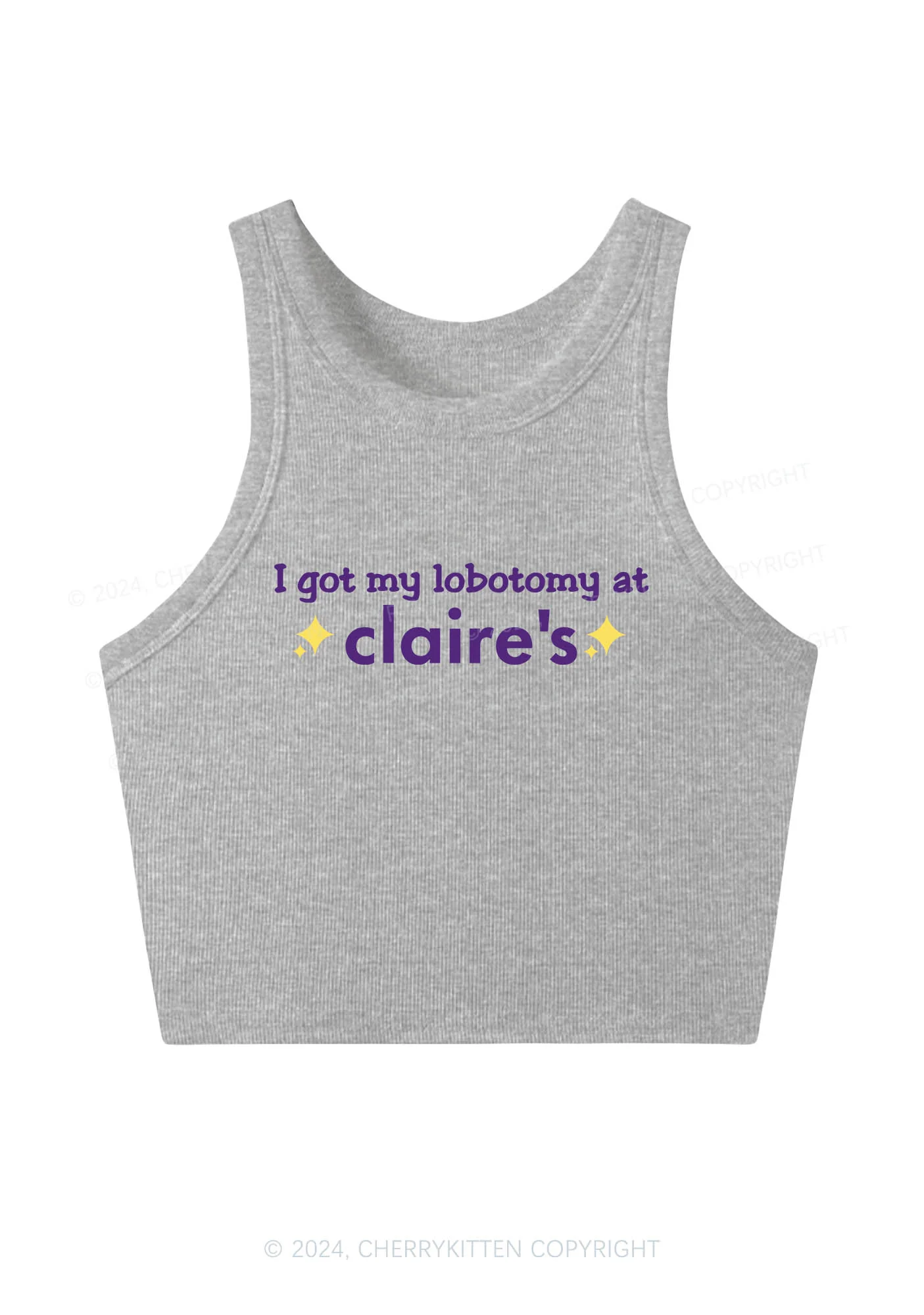 I Got My Lobotomy At Claire's Y2K Crop Tank Top Cherrykitten - Image 3