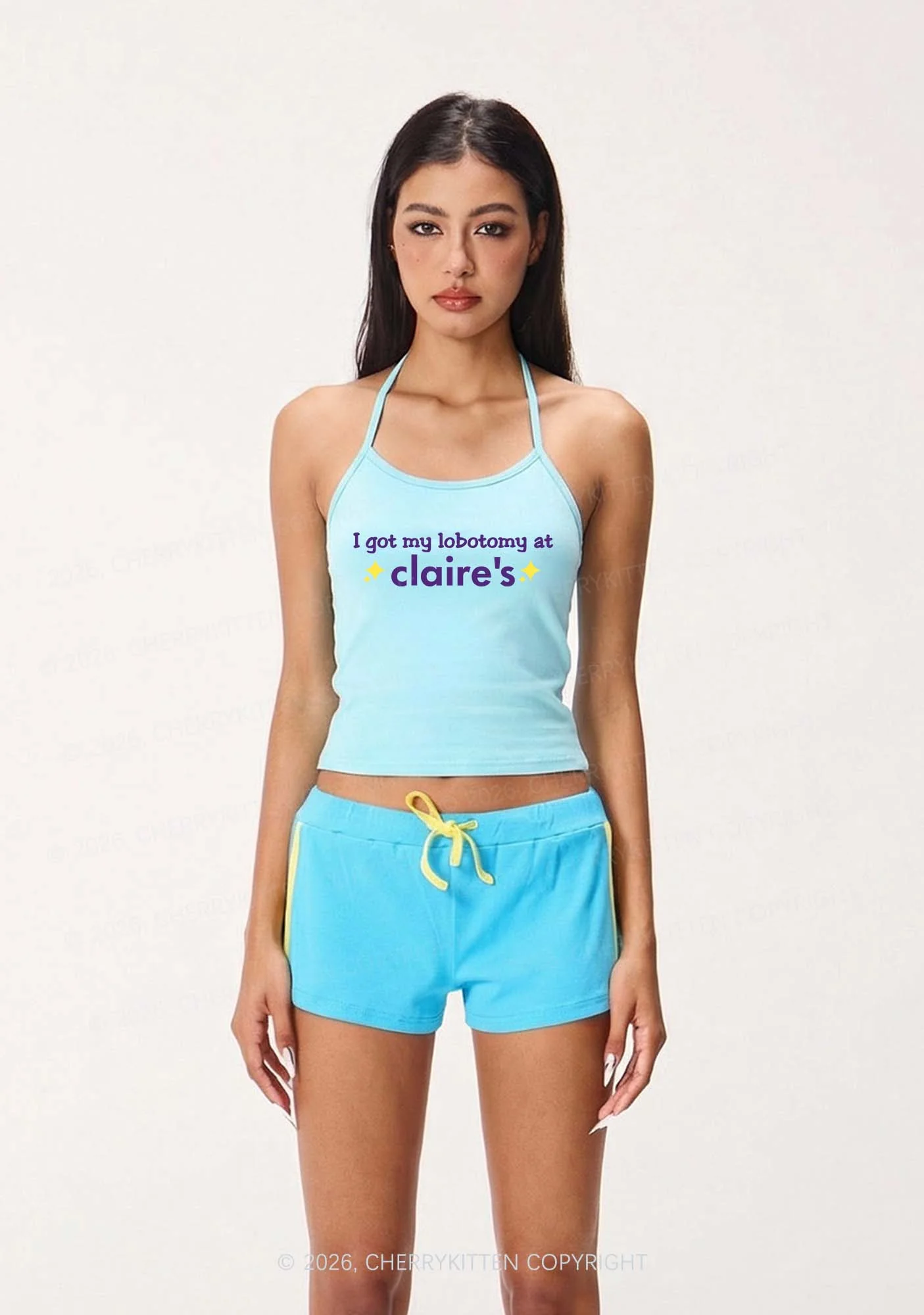 I Got My Lobotomy At Claires Y2K Halter Neck Cami Cherrykitten - Image 2
