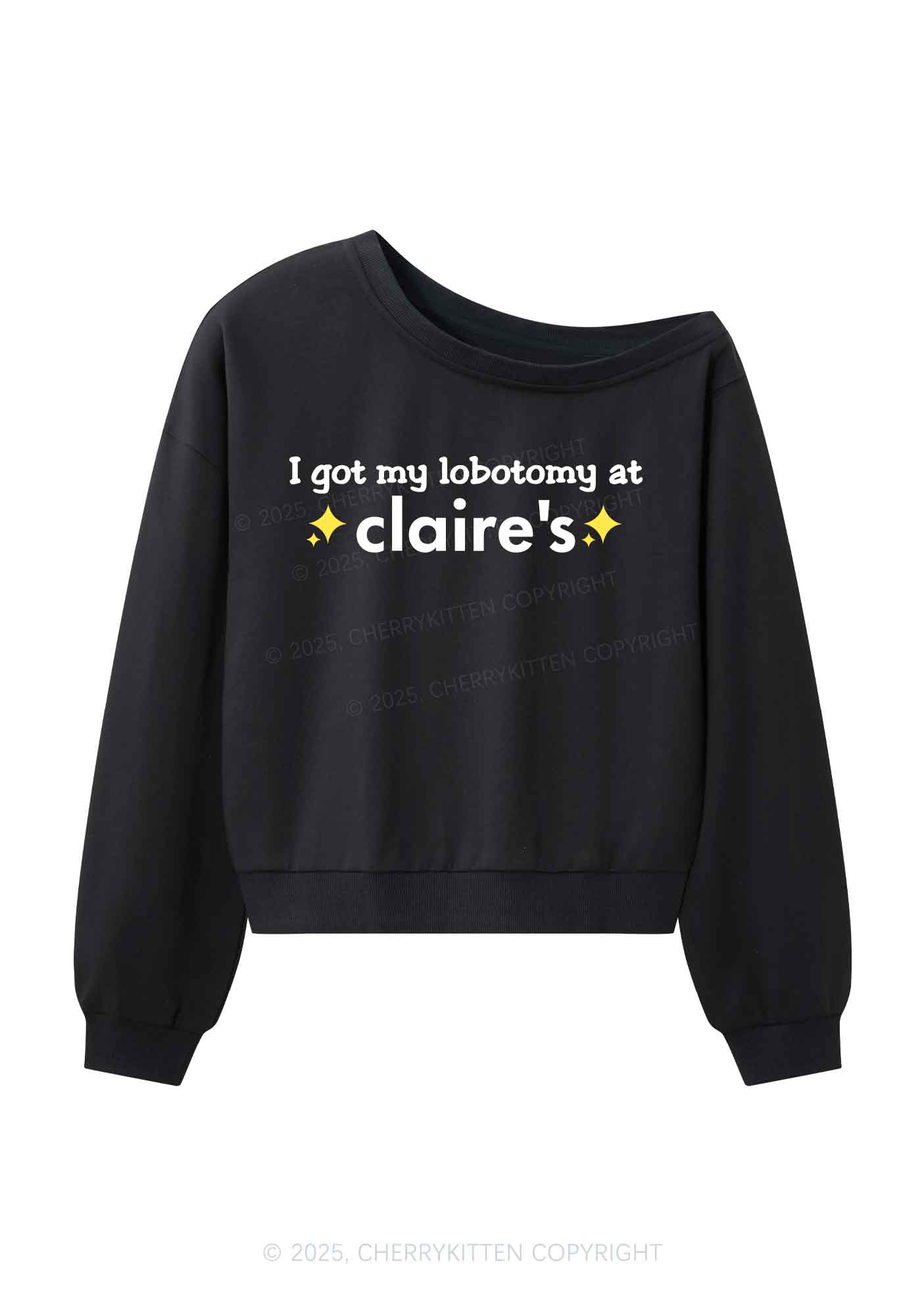 I Got My Lobotomy At Claires Y2K Off Shoulder Sweatshirts Cherrykitten - Image 3