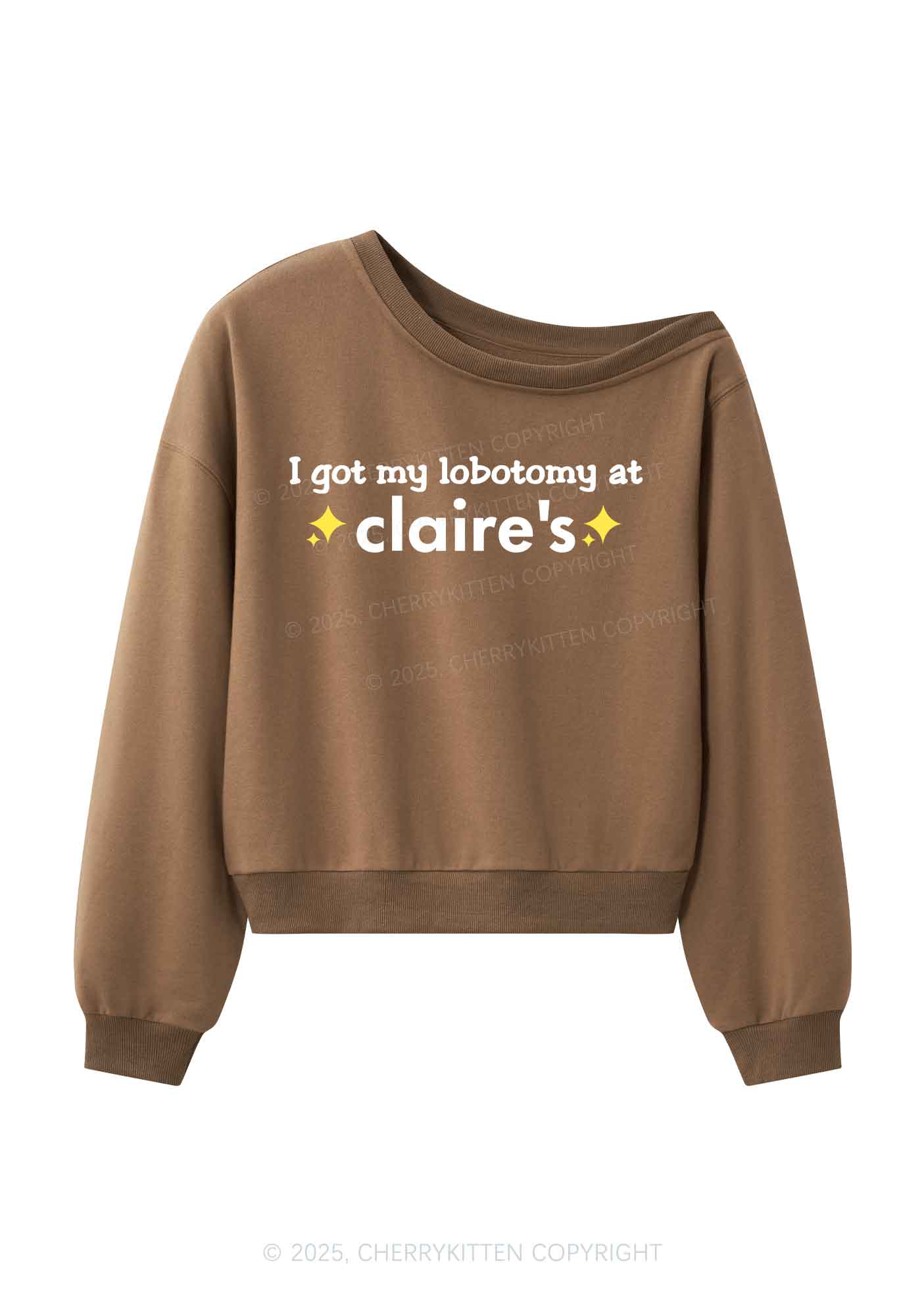 I Got My Lobotomy At Claires Y2K Off Shoulder Sweatshirts Cherrykitten - Image 4