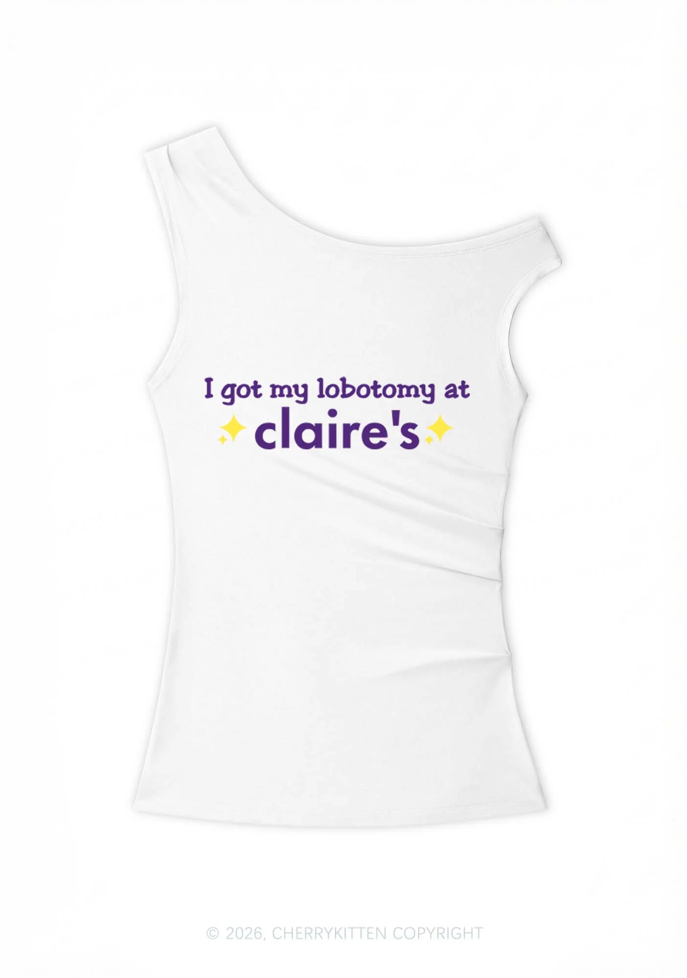 I Got My Lobotomy At Claires Y2K Off Shoulder Tank Top Cherrykitten - Image 3