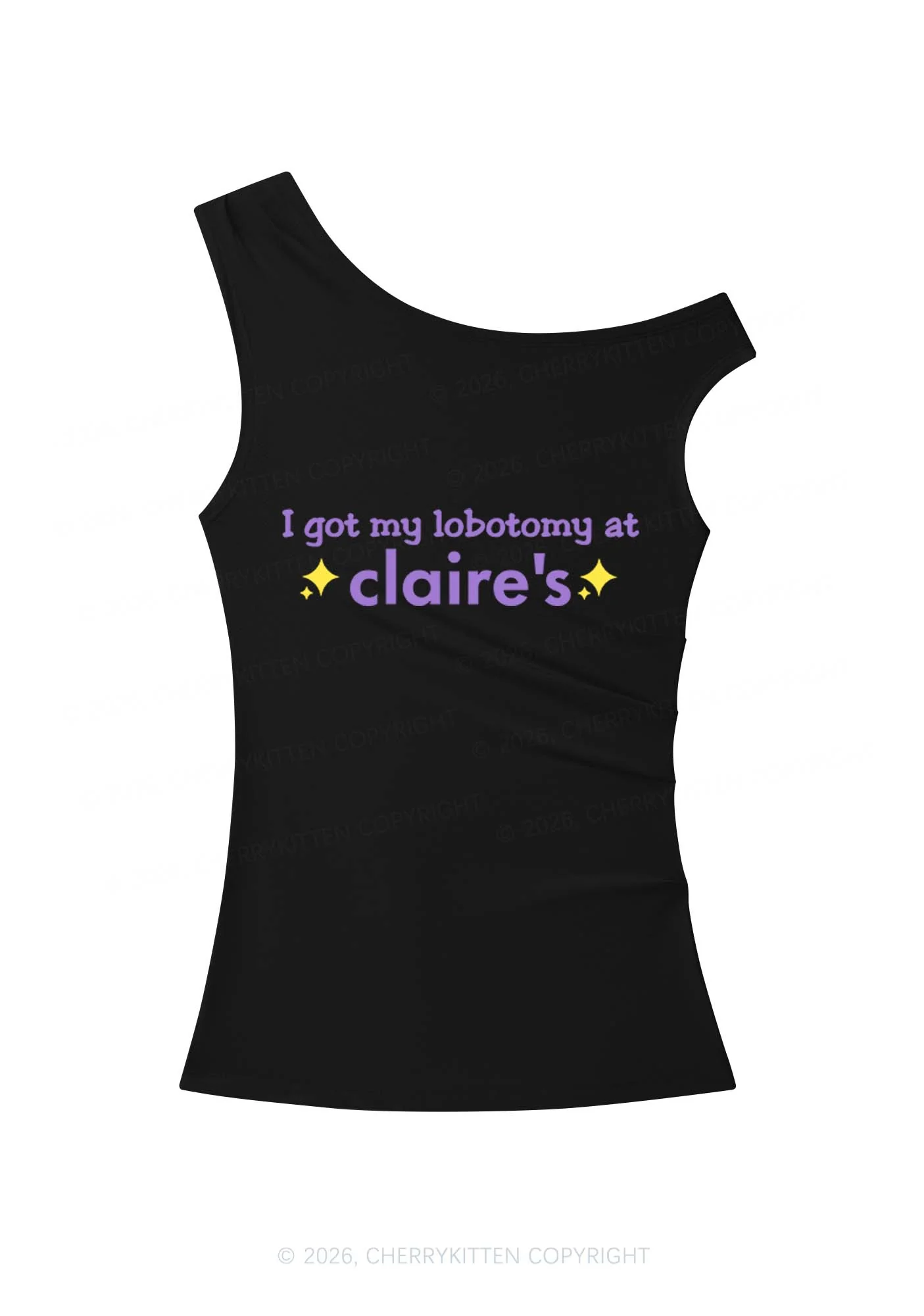 I Got My Lobotomy At Claires Y2K Off Shoulder Tank Top Cherrykitten - Image 4