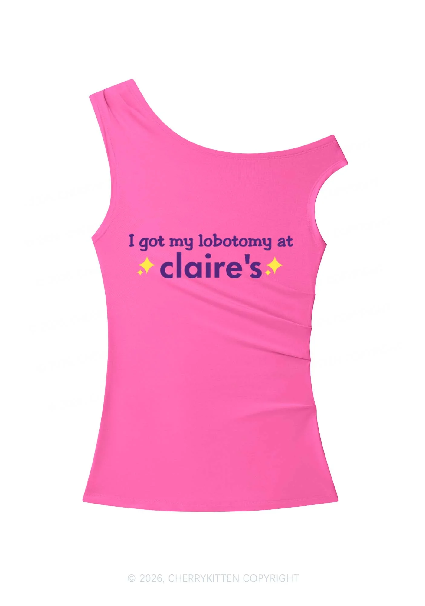 I Got My Lobotomy At Claires Y2K Off Shoulder Tank Top Cherrykitten - Image 5