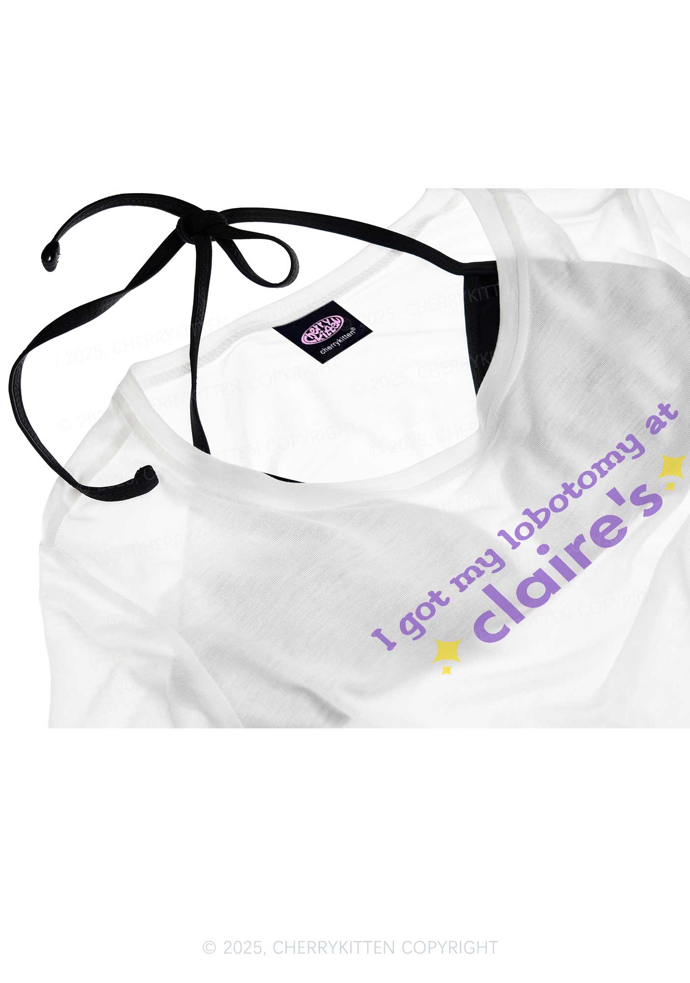 I Got My Lobotomy At Claire's Y2K Sheer Crop Tee Cherrykitten - Image 4
