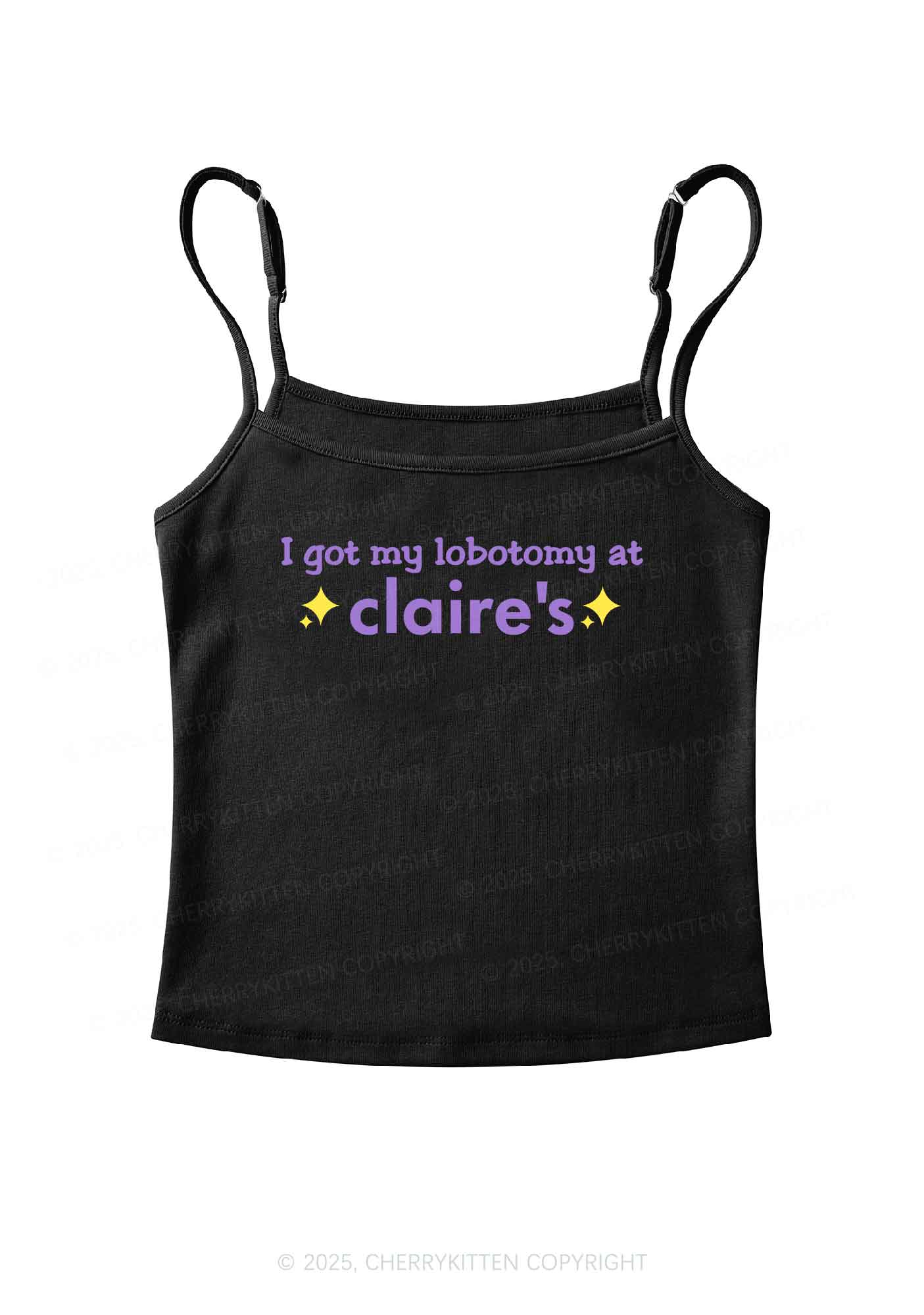 I Got My Lobotomy At Claire's Y2K Spaghetti Strap Cami Cherrykitten - Image 3