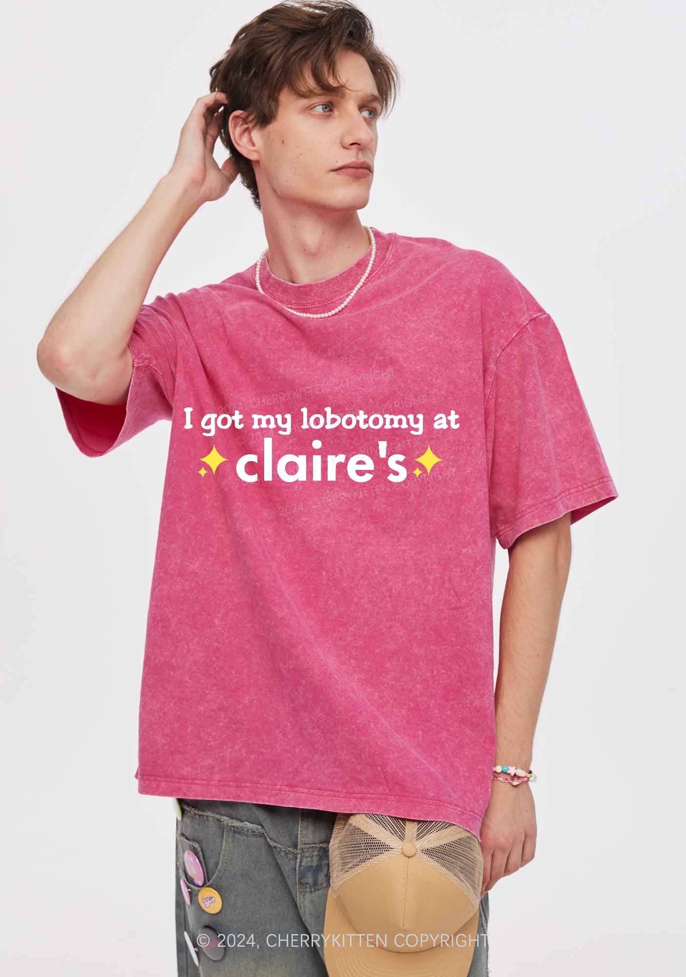 I Got My Lobotomy At Claire's Y2K Washed Tee Cherrykitten - Image 3