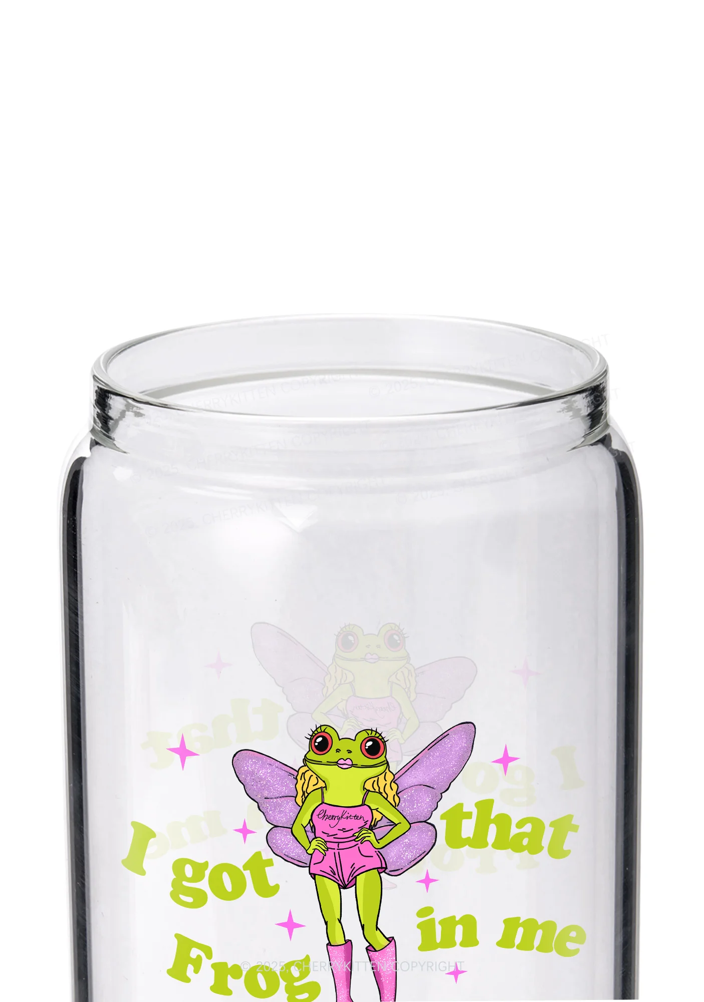 I Got That Frog Y2K Printed Glass Cup Cherrykitten - Image 2