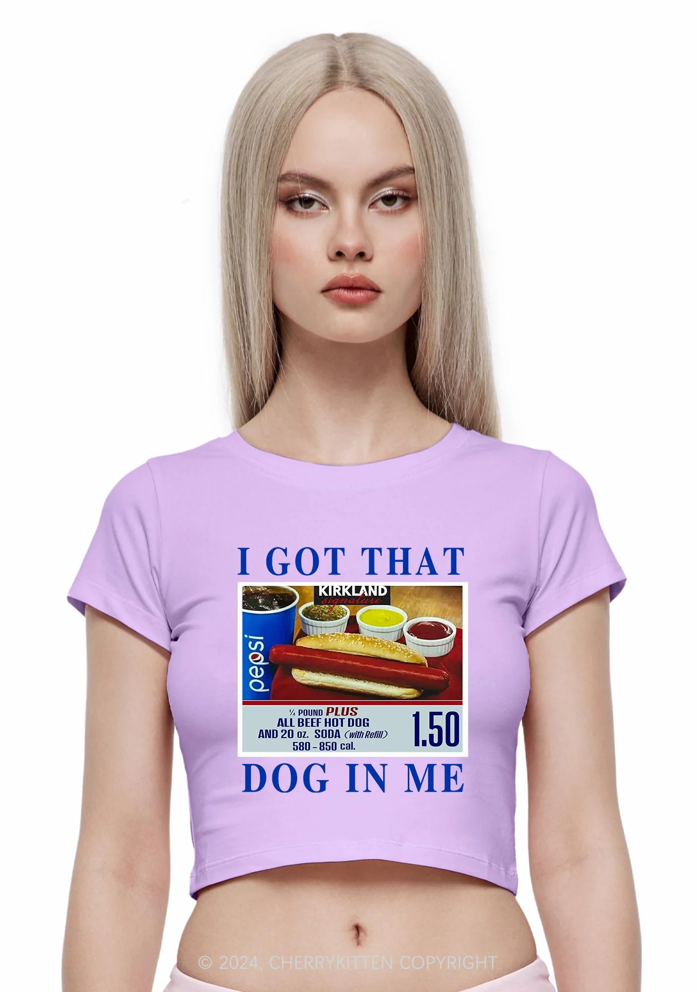 I Got That Hot Dog In Me Y2K Baby Tee Cherrykitten - Image 2
