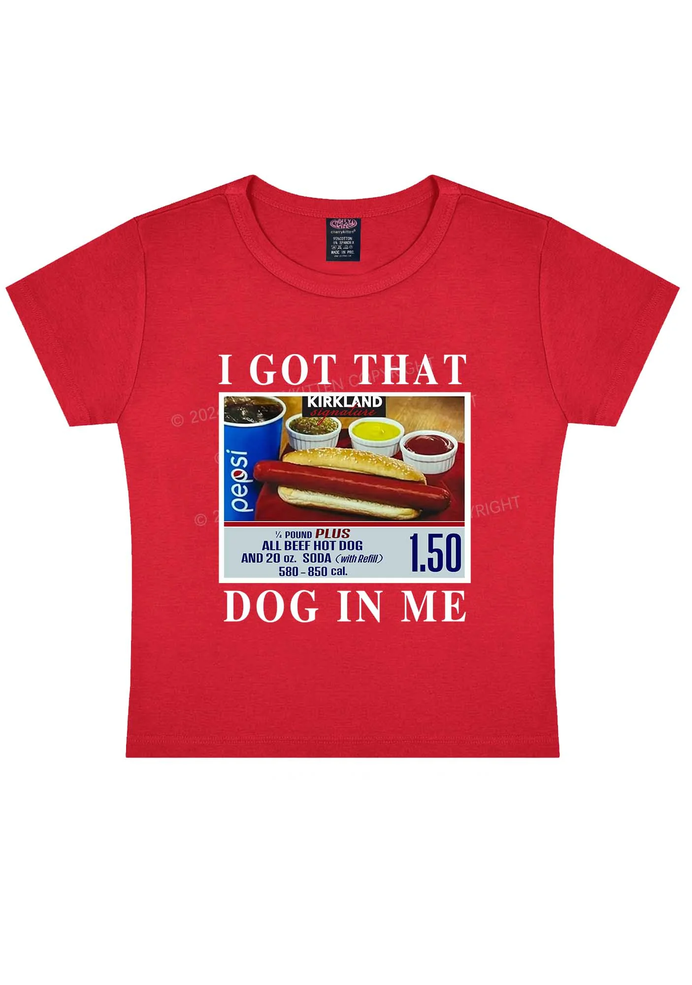 I Got That Hot Dog In Me Y2K Baby Tee Cherrykitten - Image 7