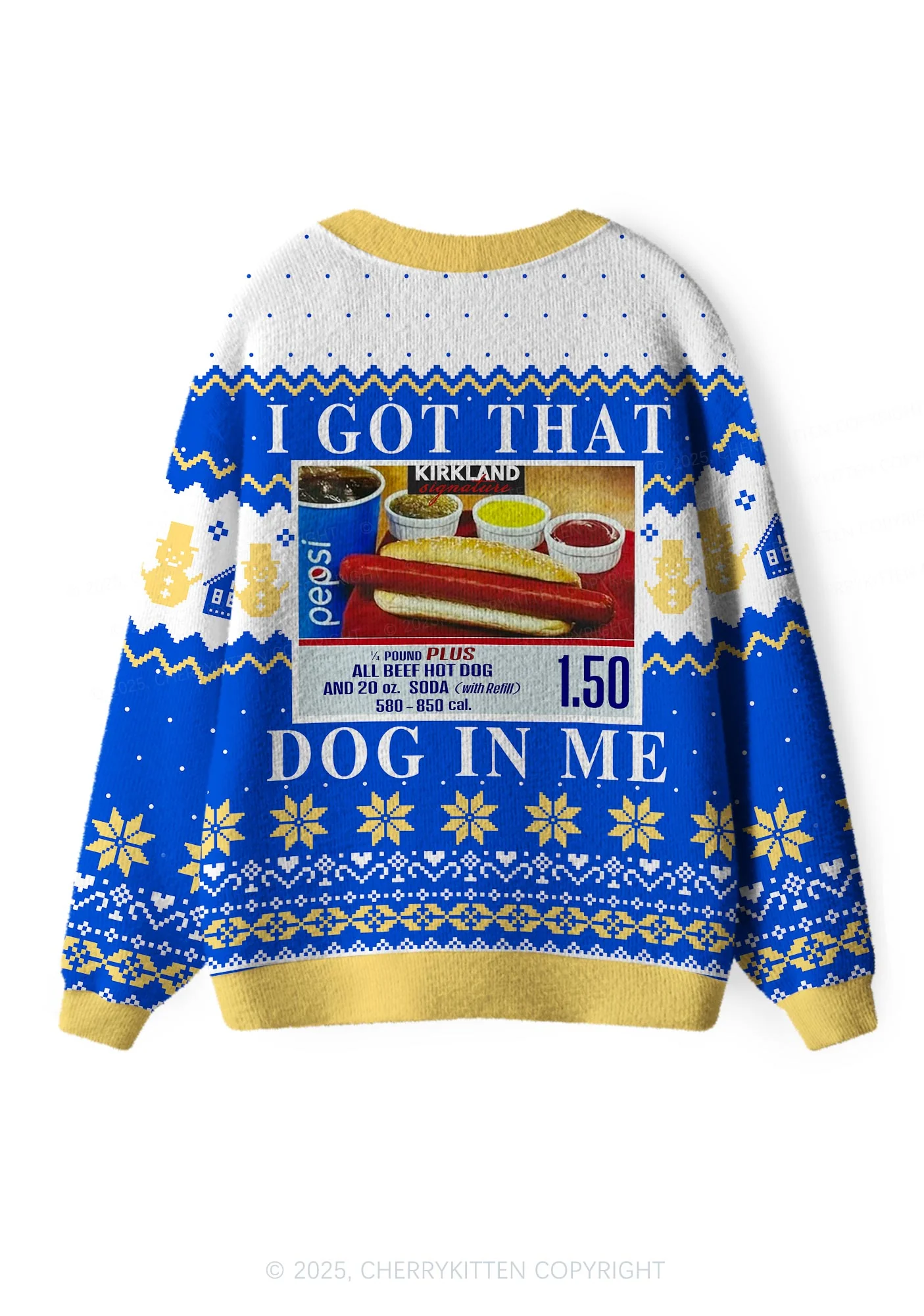 I Got That Hot Dog In Me Y2K Christmas Cardigan Knit Sweatshirt Cherrykitten - Image 3