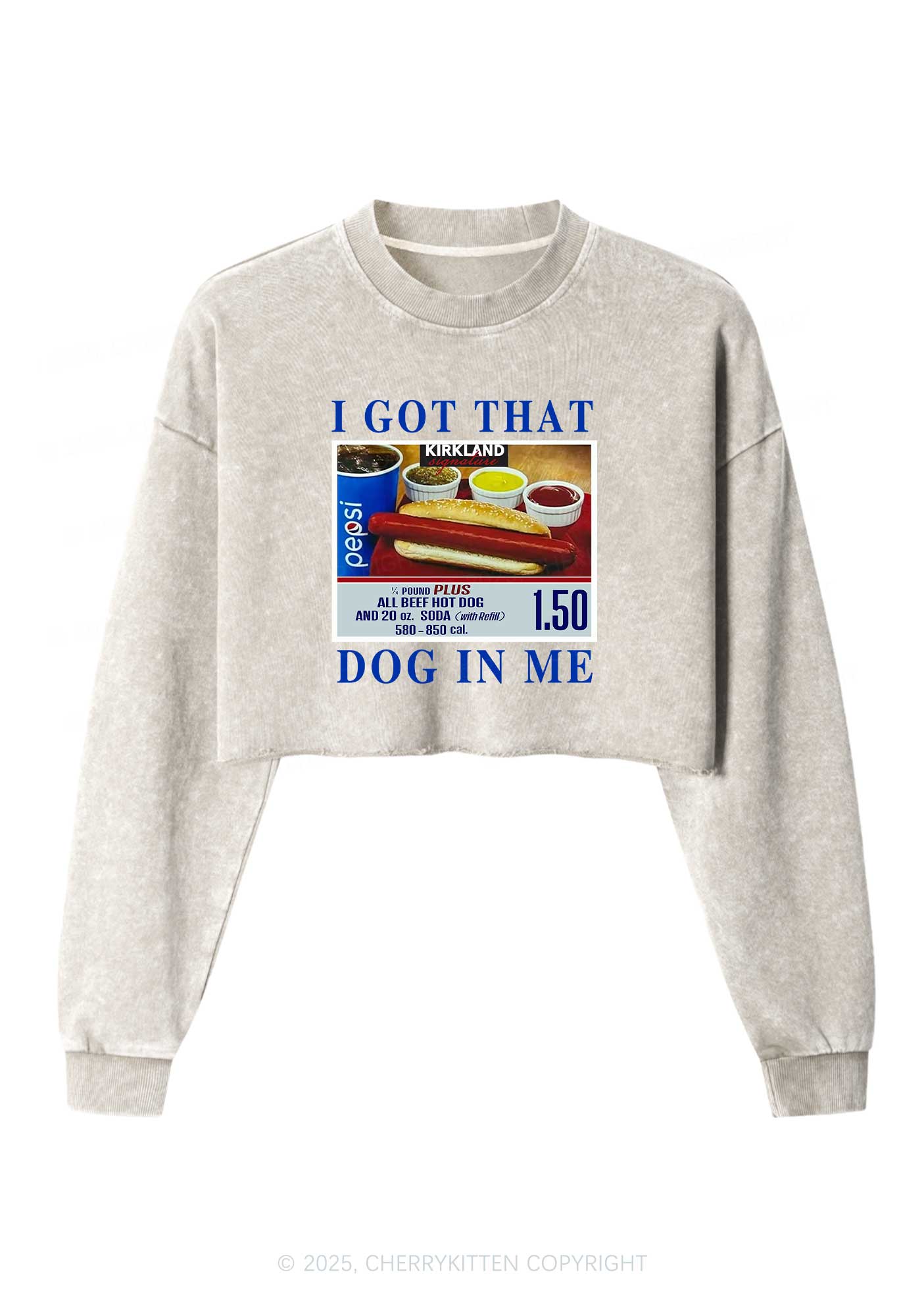 I Got That Hot Dog In Me Y2K Crop Washed Sweatshirts Cherrykitten - Image 3