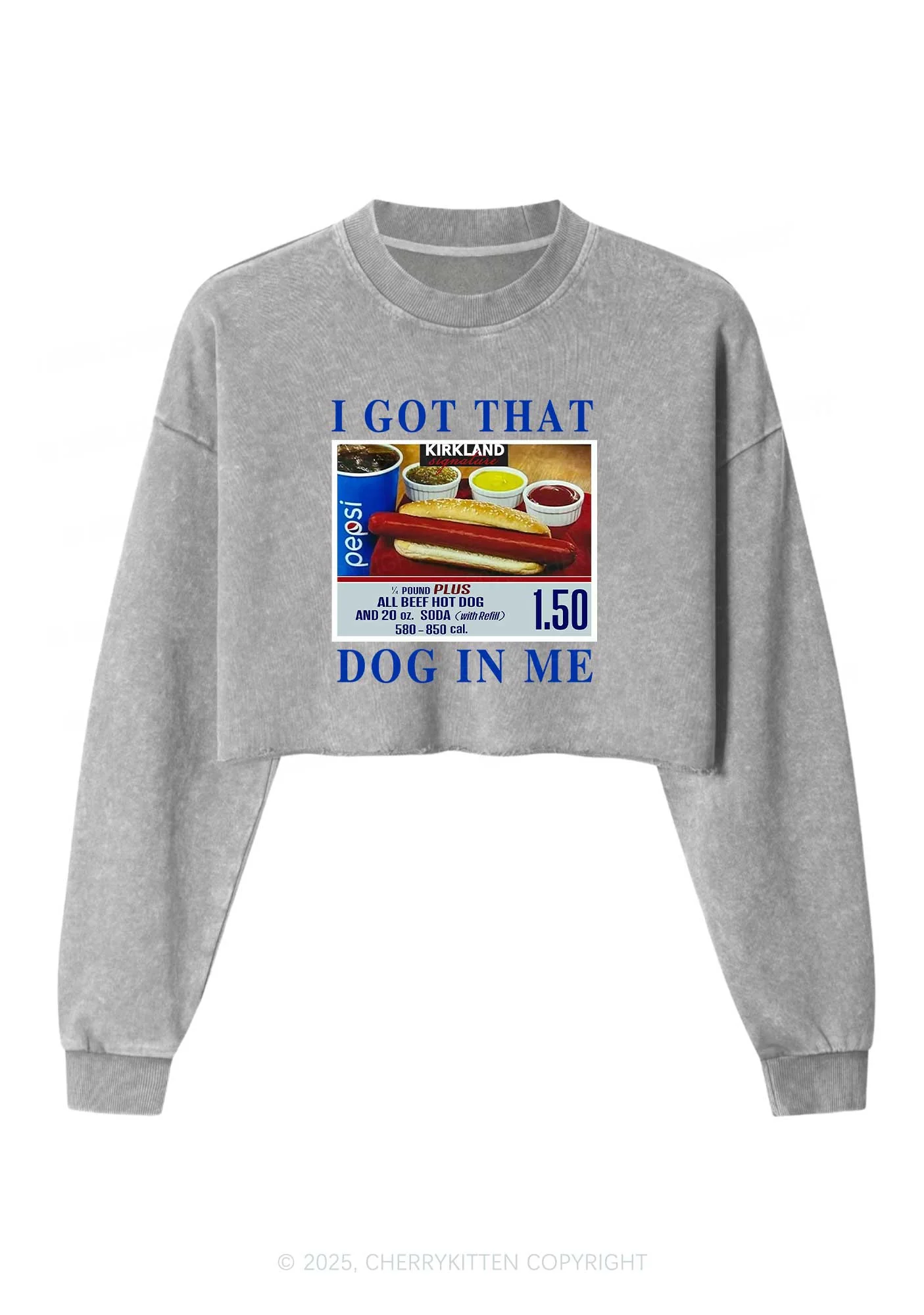 I Got That Hot Dog In Me Y2K Crop Washed Sweatshirts Cherrykitten - Image 5
