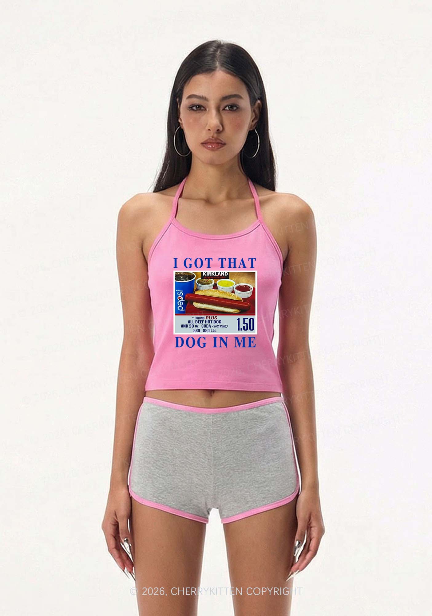 I Got That Hot Dog In Me Y2K Halter Neck Cami Cherrykitten - Image 2