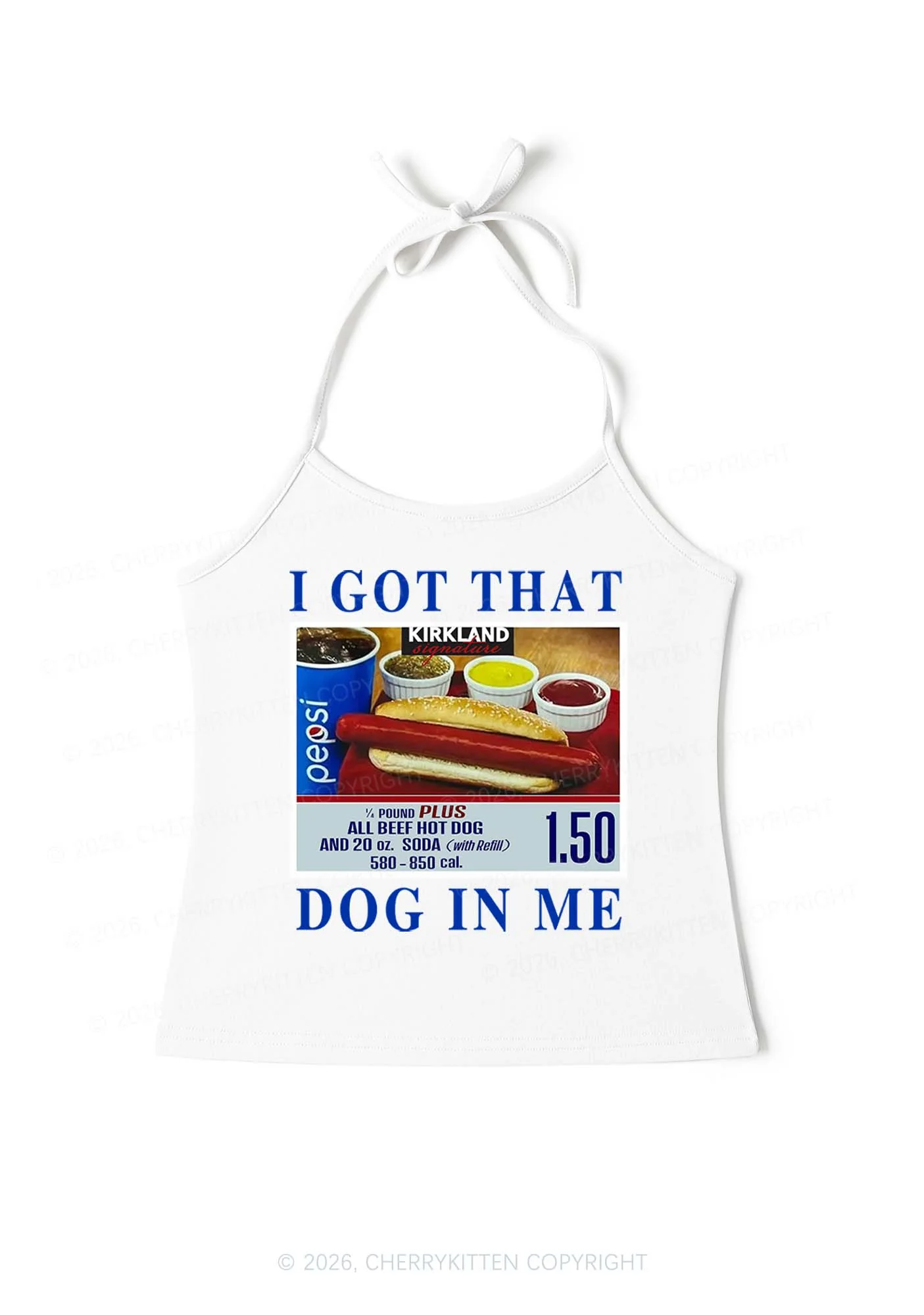 I Got That Hot Dog In Me Y2K Halter Neck Cami Cherrykitten - Image 3