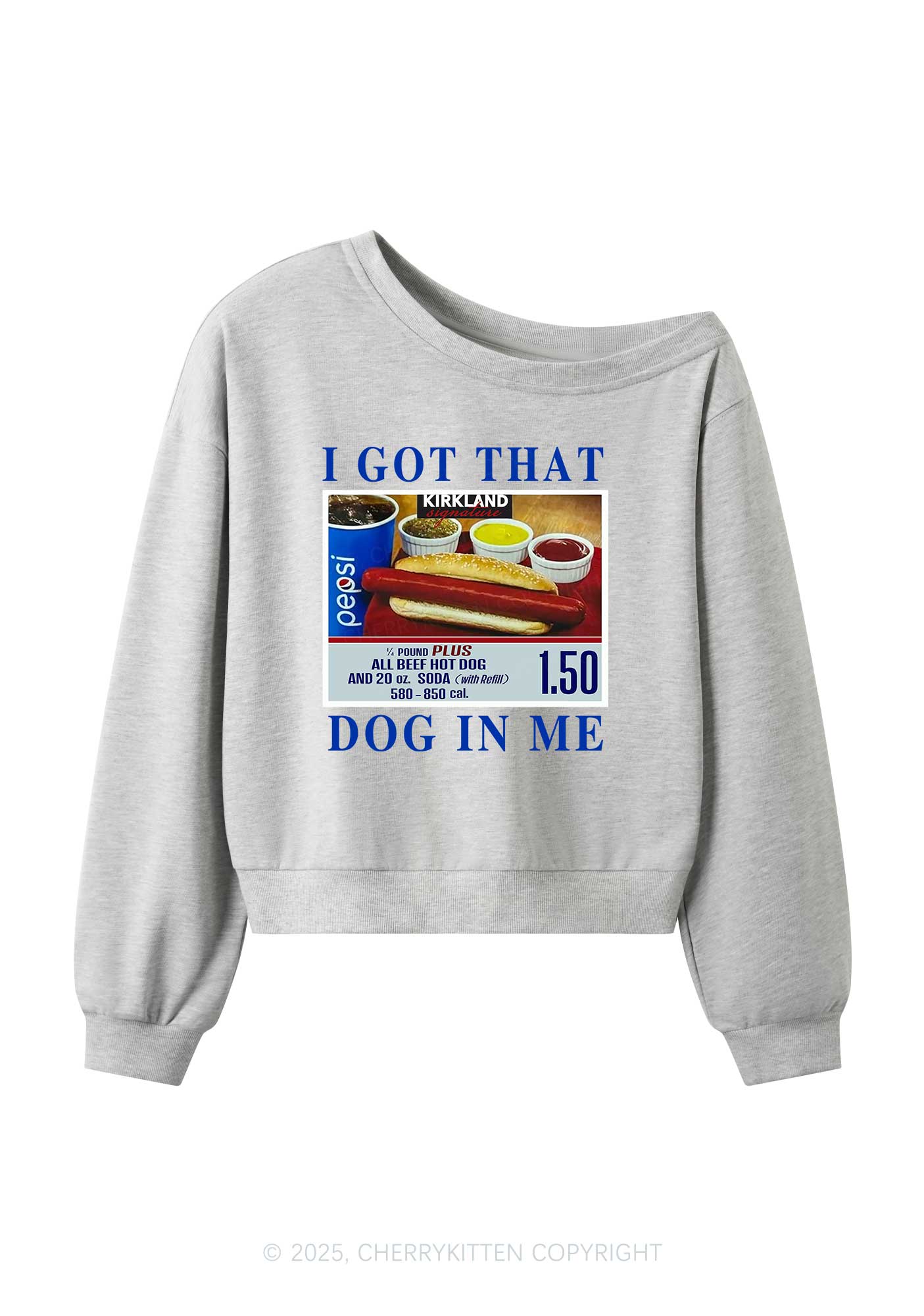 I Got That Hot Dog In Me Y2K Off Shoulder Sweatshirts Cherrykitten - Image 3