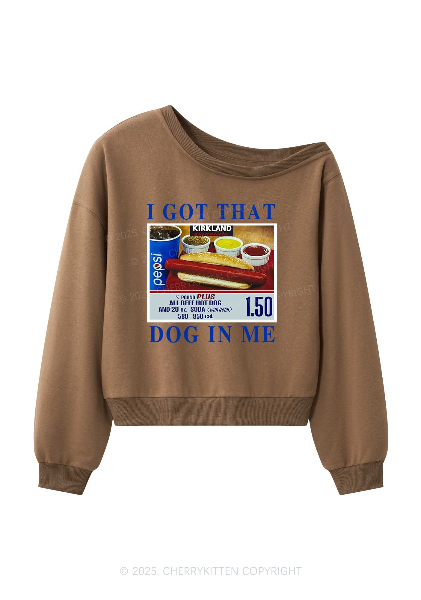 I Got That Hot Dog In Me Y2K Off Shoulder Sweatshirts Cherrykitten - Image 4