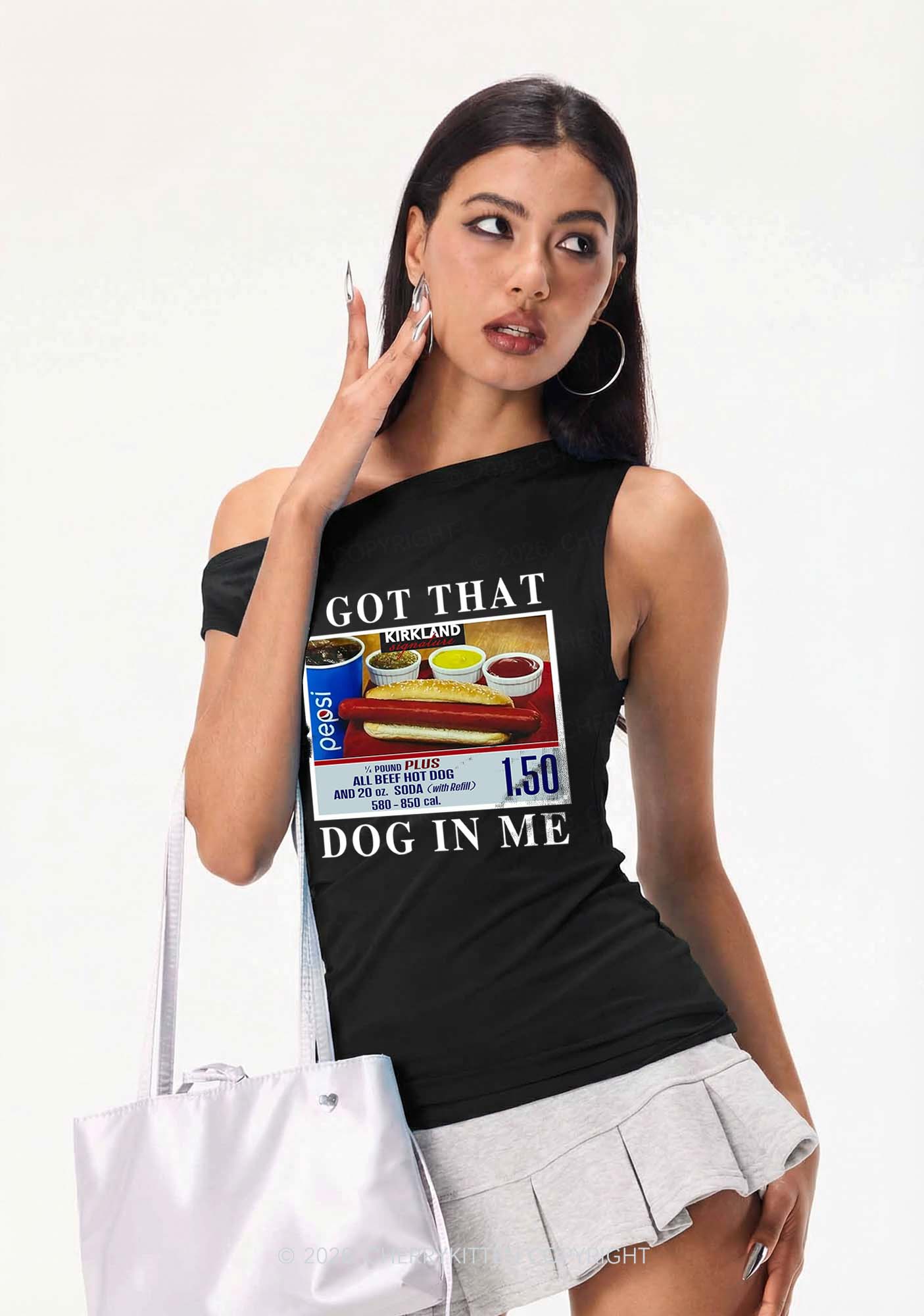 I Got That Hot Dog In Me Y2K Off Shoulder Tank Top Cherrykitten - Image 2