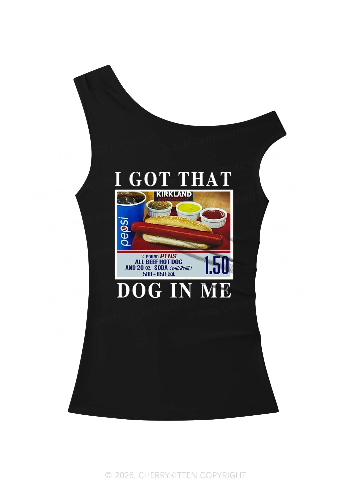 I Got That Hot Dog In Me Y2K Off Shoulder Tank Top Cherrykitten - Image 3