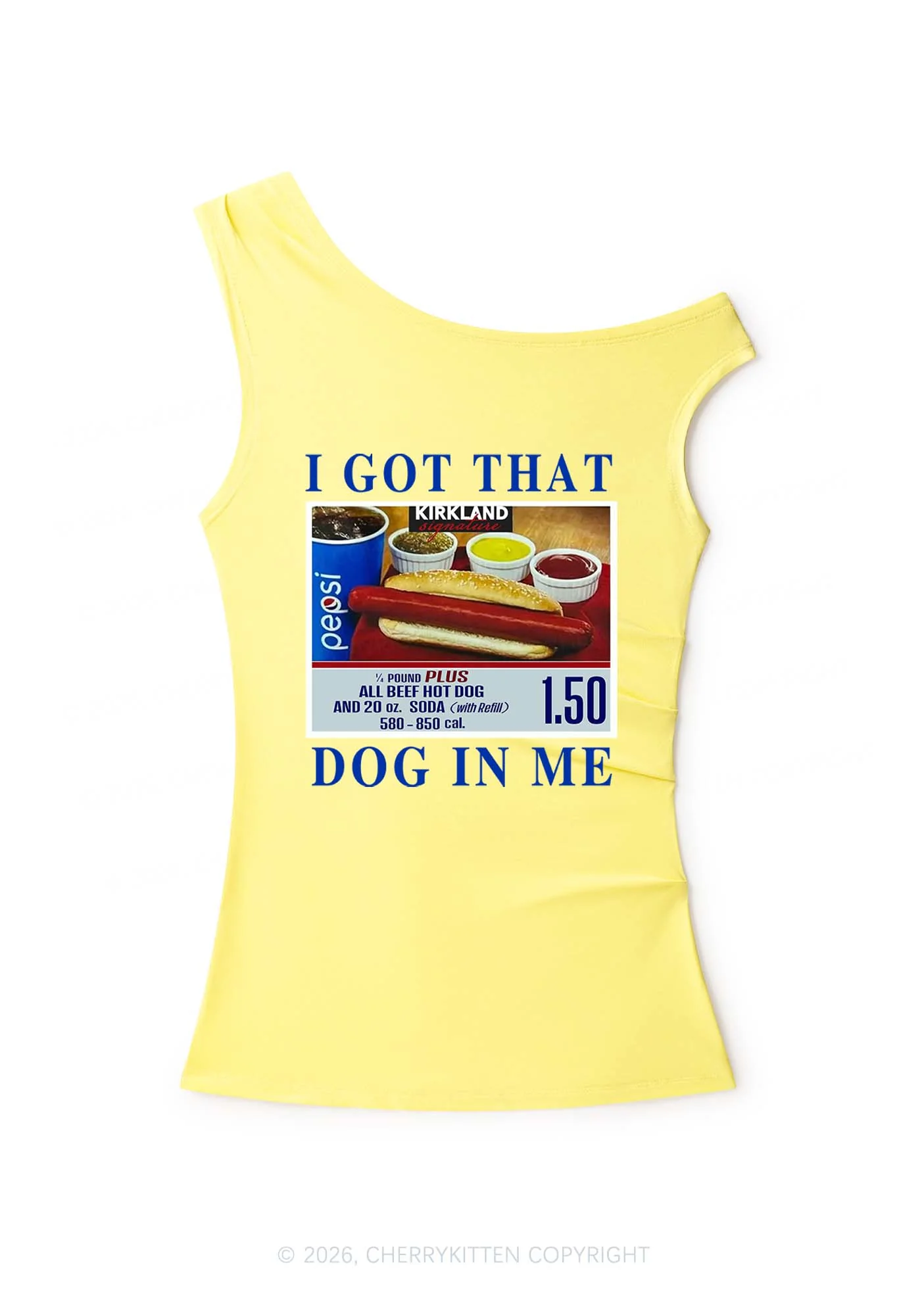 I Got That Hot Dog In Me Y2K Off Shoulder Tank Top Cherrykitten - Image 4