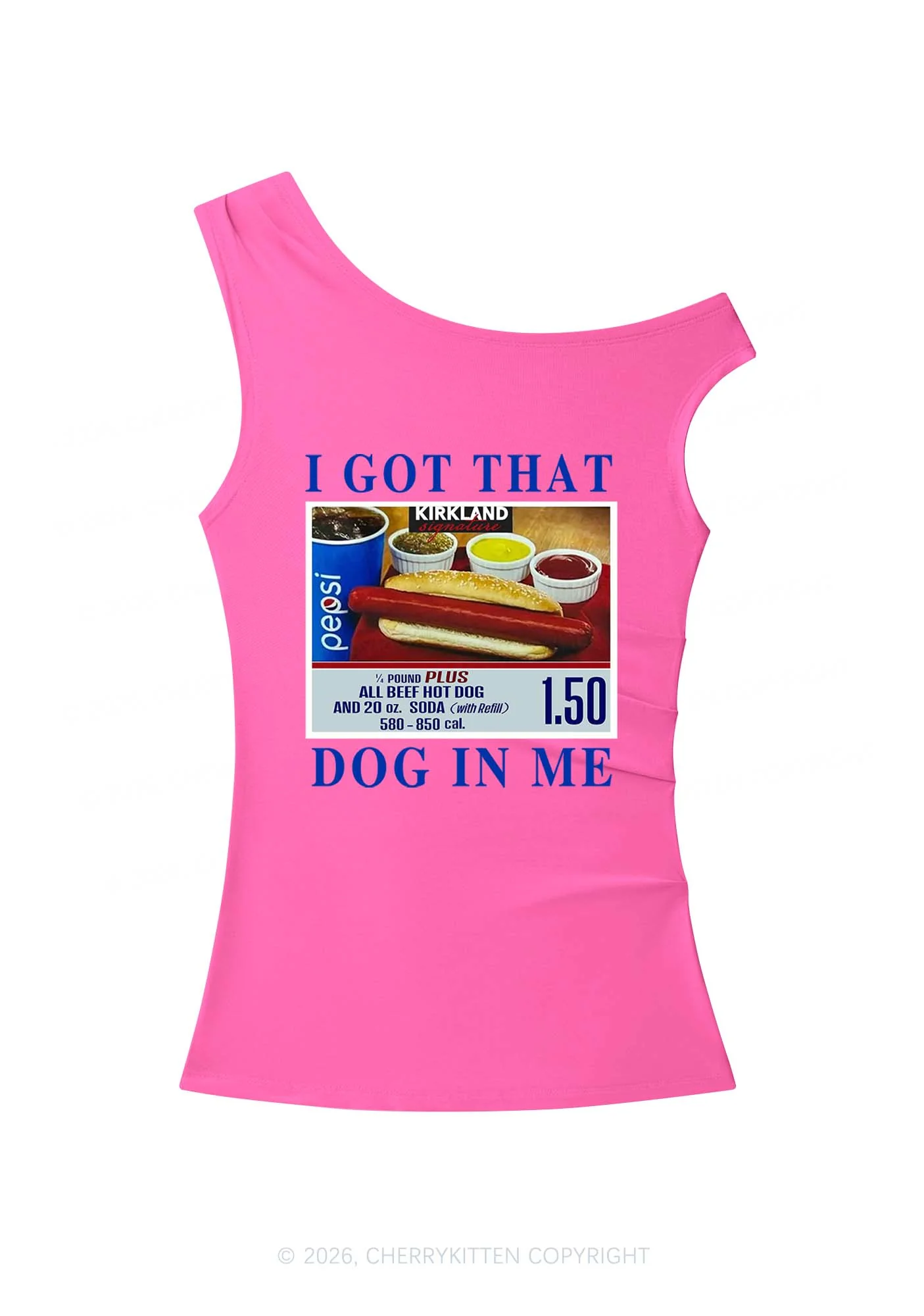 I Got That Hot Dog In Me Y2K Off Shoulder Tank Top Cherrykitten - Image 6