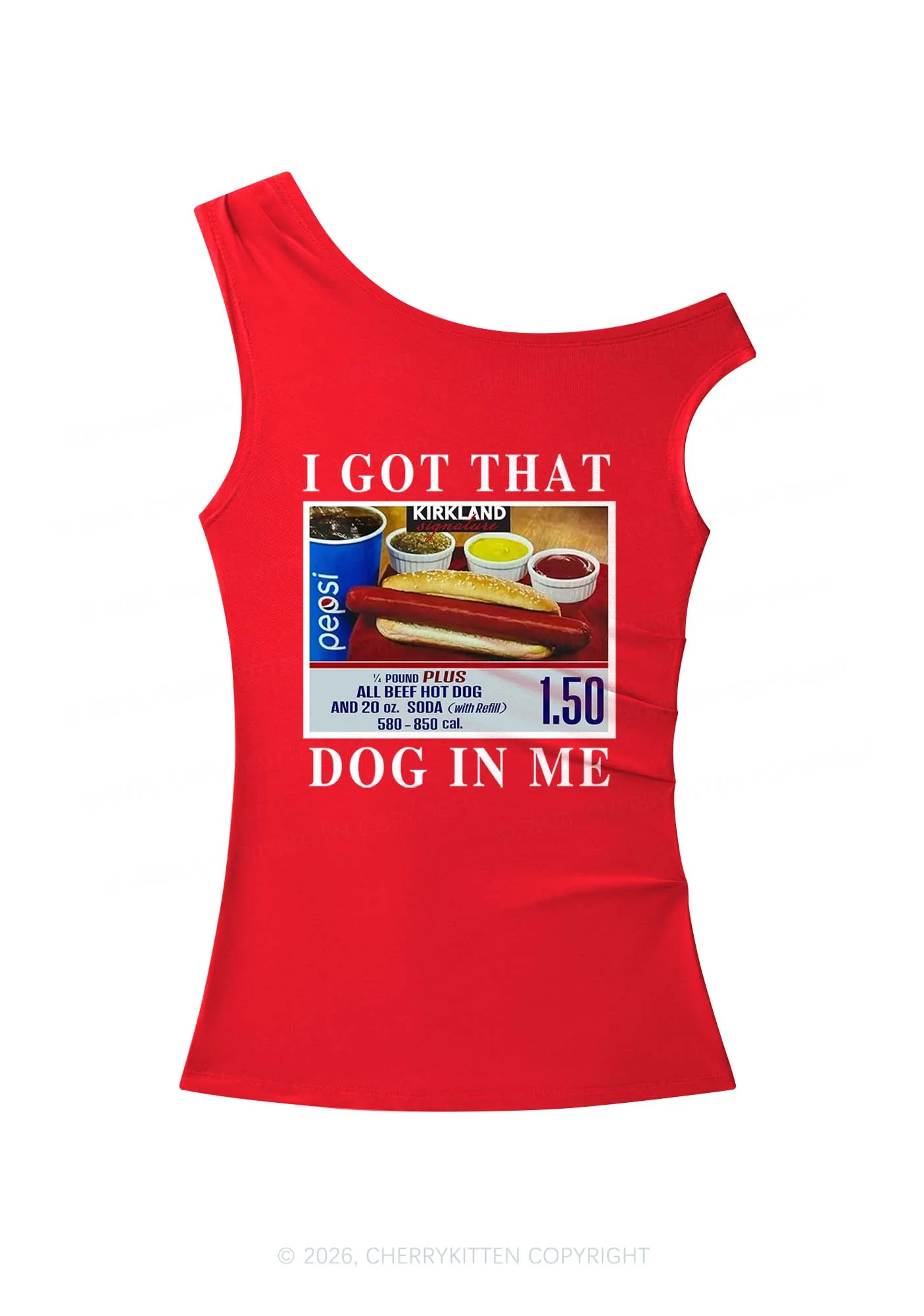 I Got That Hot Dog In Me Y2K Off Shoulder Tank Top Cherrykitten - Image 7