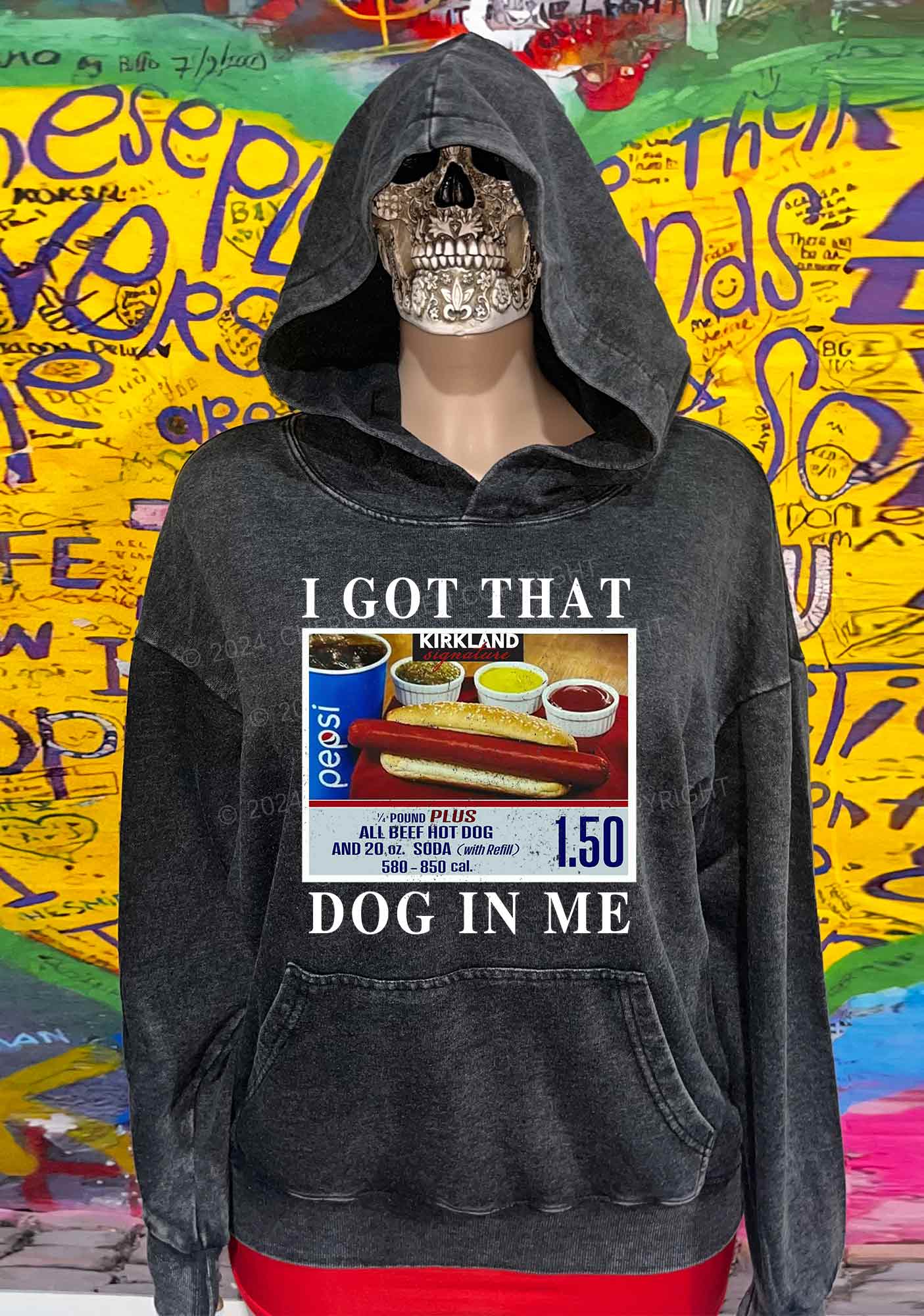 I Got That Hot Dog In Me Y2K Washed Hoodie Cherrykitten - Image 2