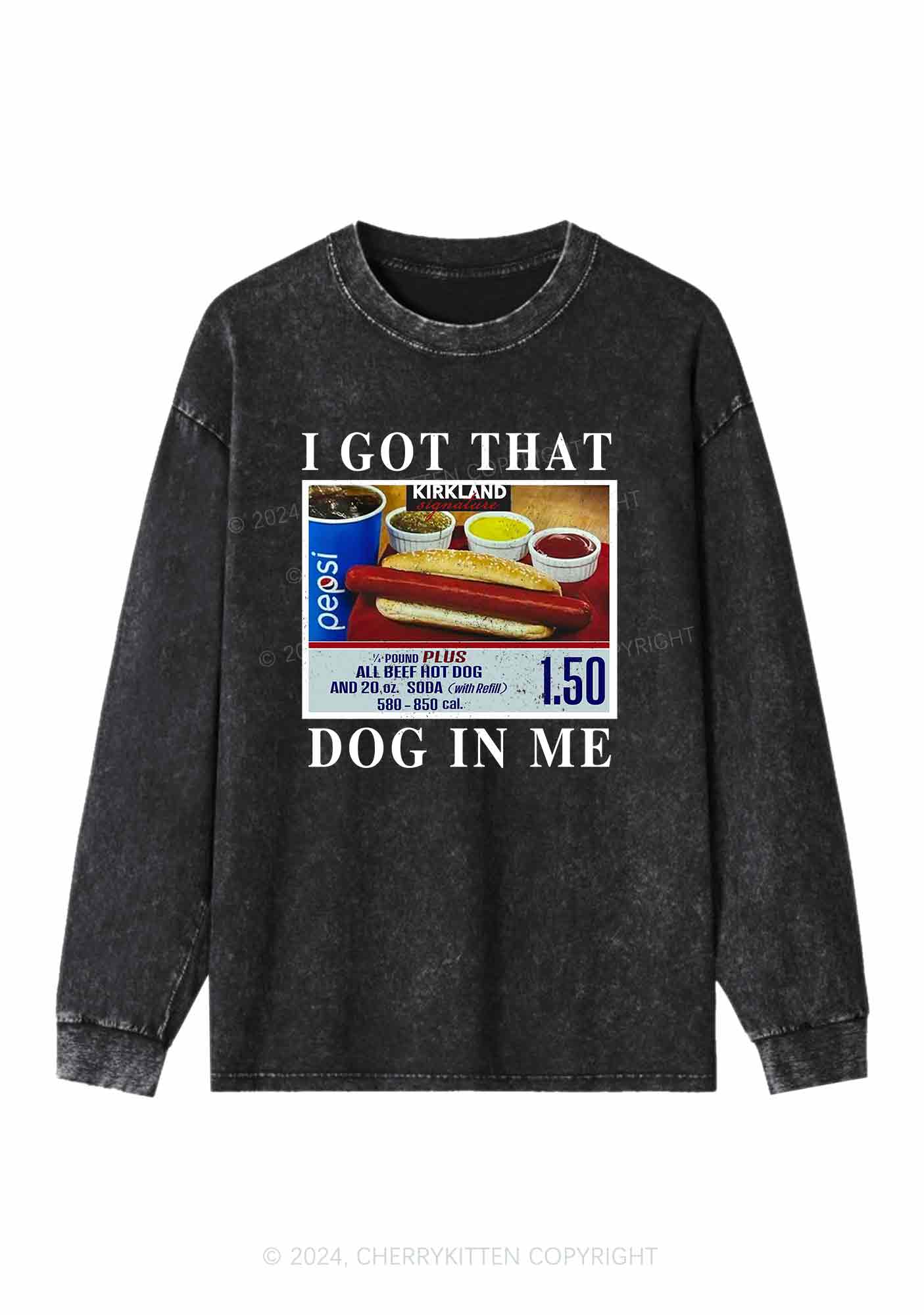I Got That Hot Dog In Me Y2K Washed Long Sleeves Cherrykitten - Image 2