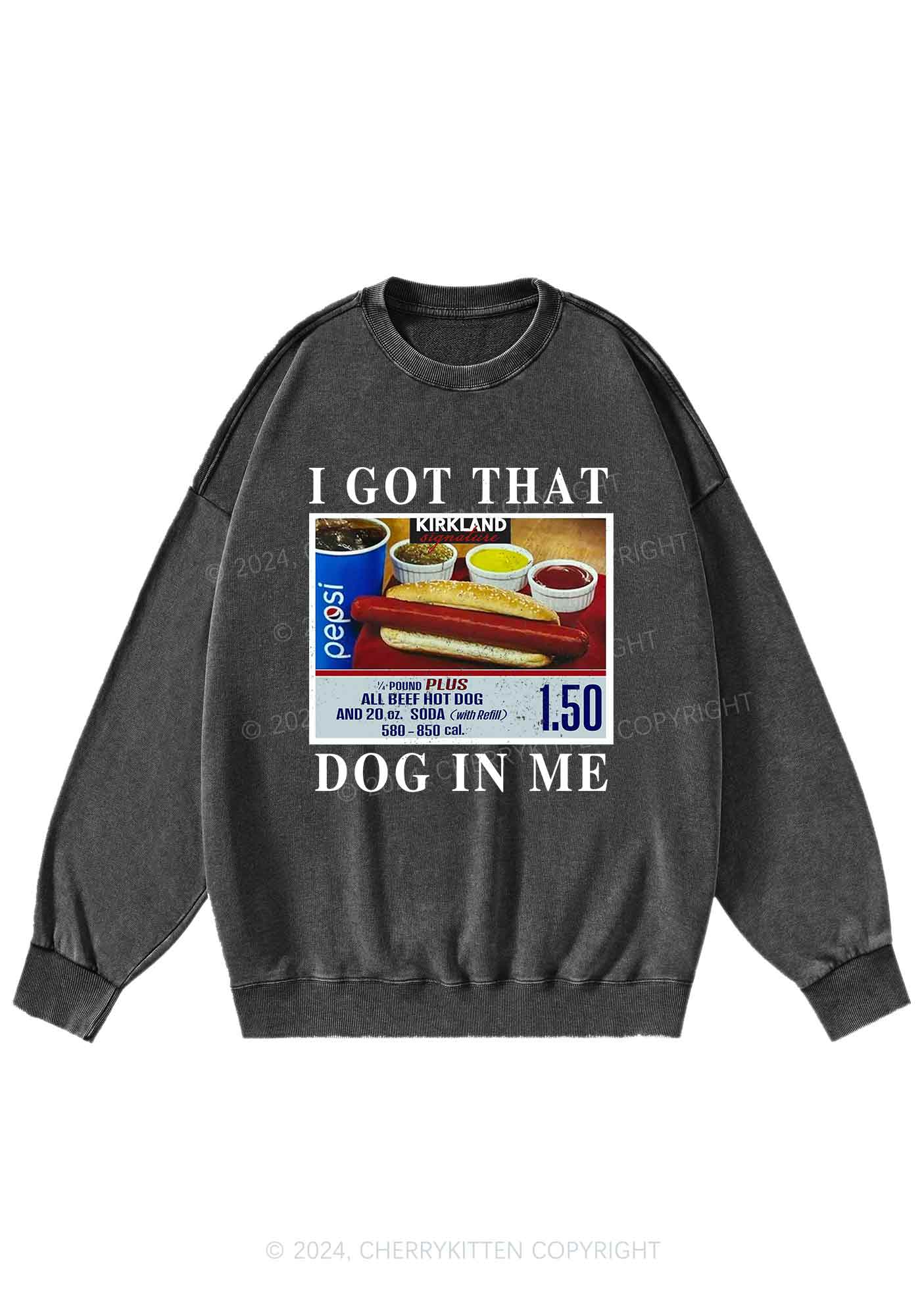 I Got That Hot Dog In Me Y2K Washed Sweatshirts Cherrykitten - Image 3