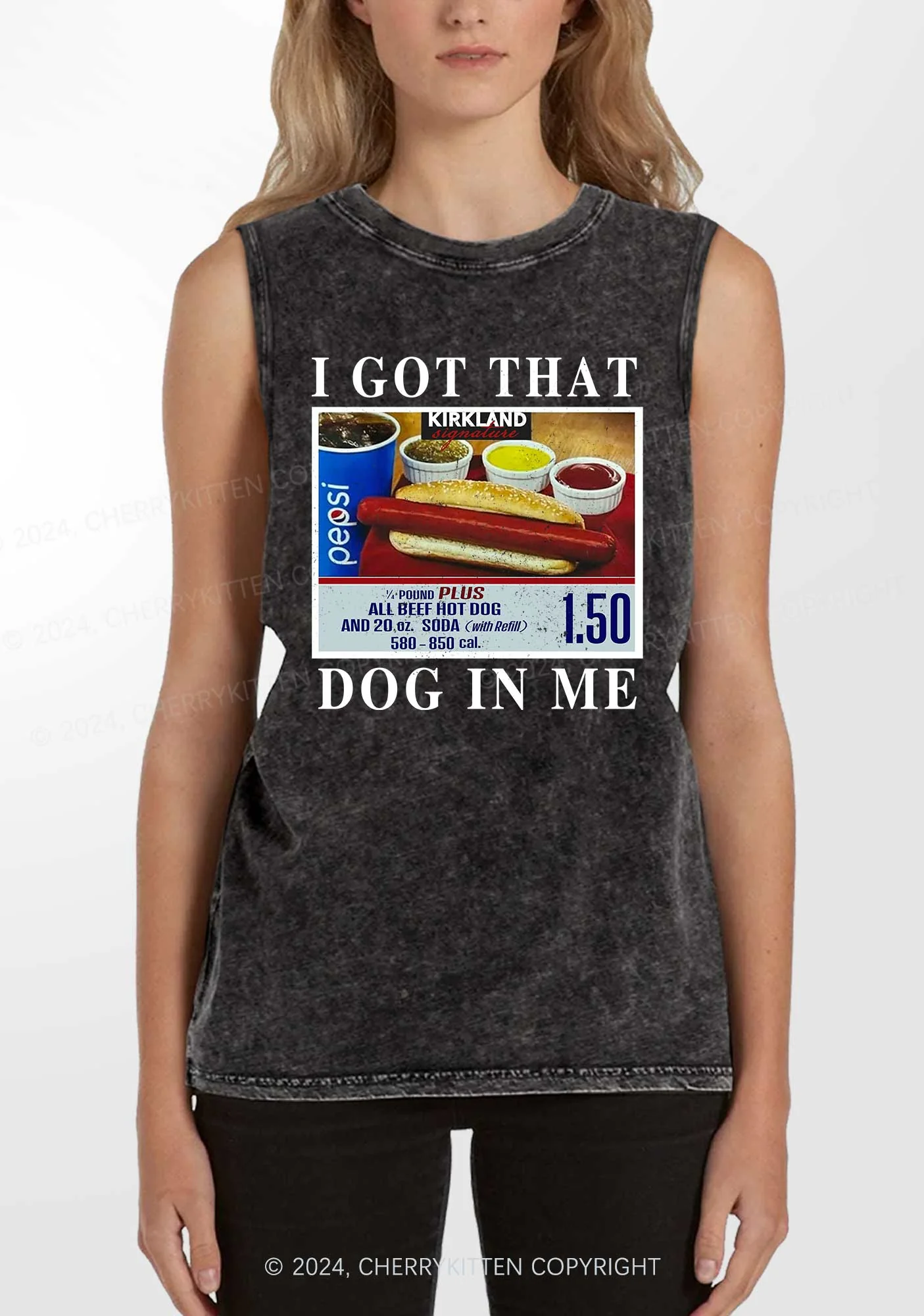 I Got That Hot Dog In Me Y2K Washed Tank Cherrykitten - Image 2