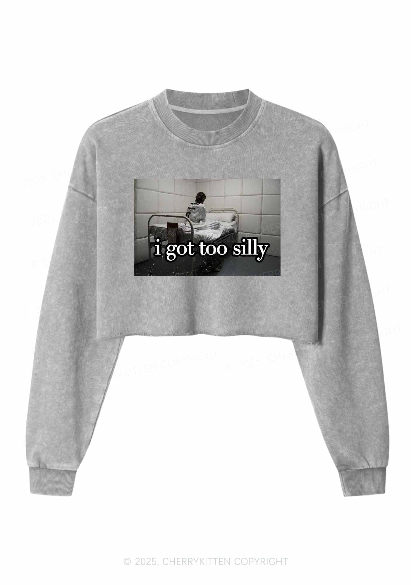 I Got Too Silly Y2K Crop Washed Sweatshirts Cherrykitten - Image 5