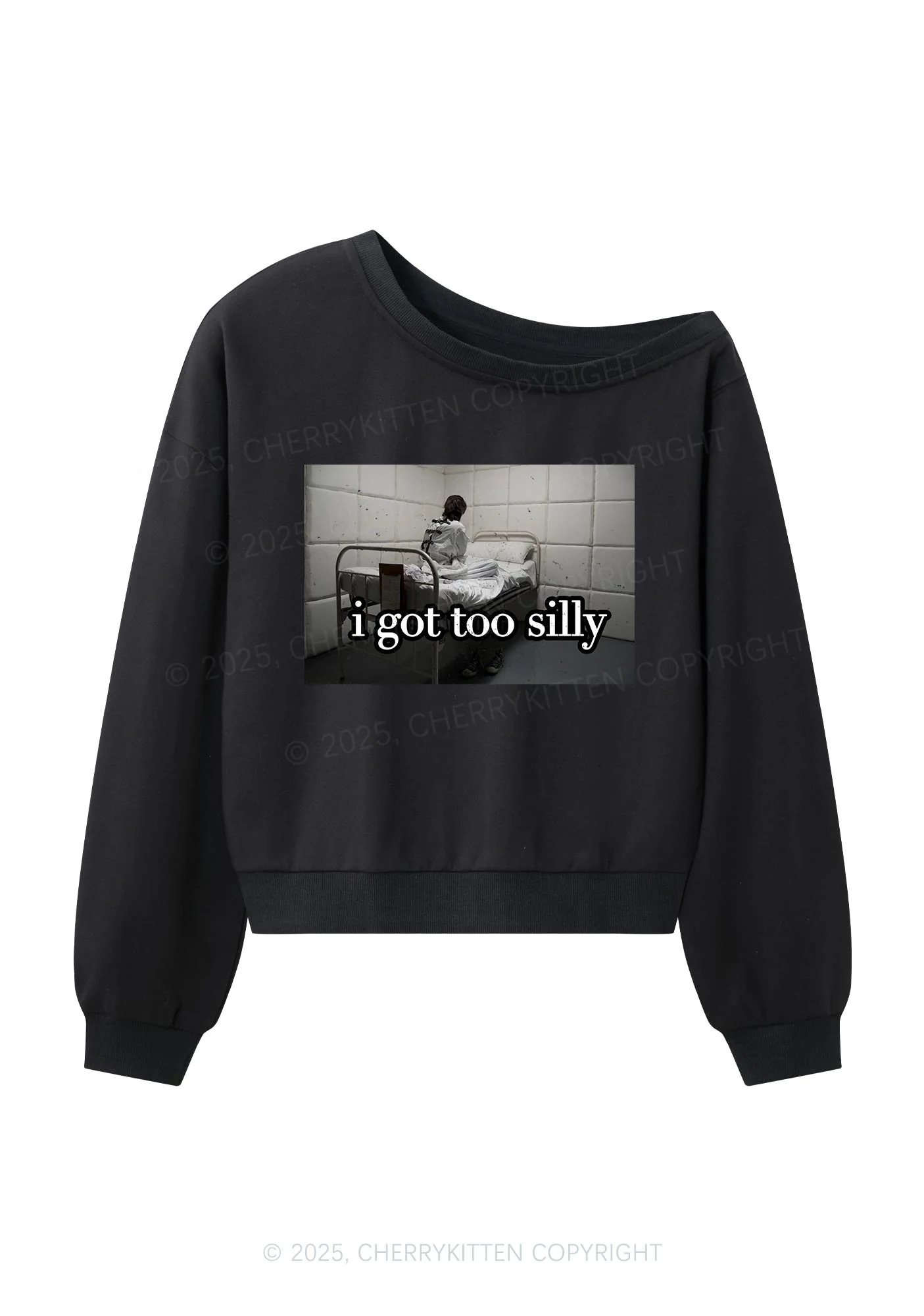 I Got Too Silly Y2K Off Shoulder Sweatshirts Cherrykitten - Image 3