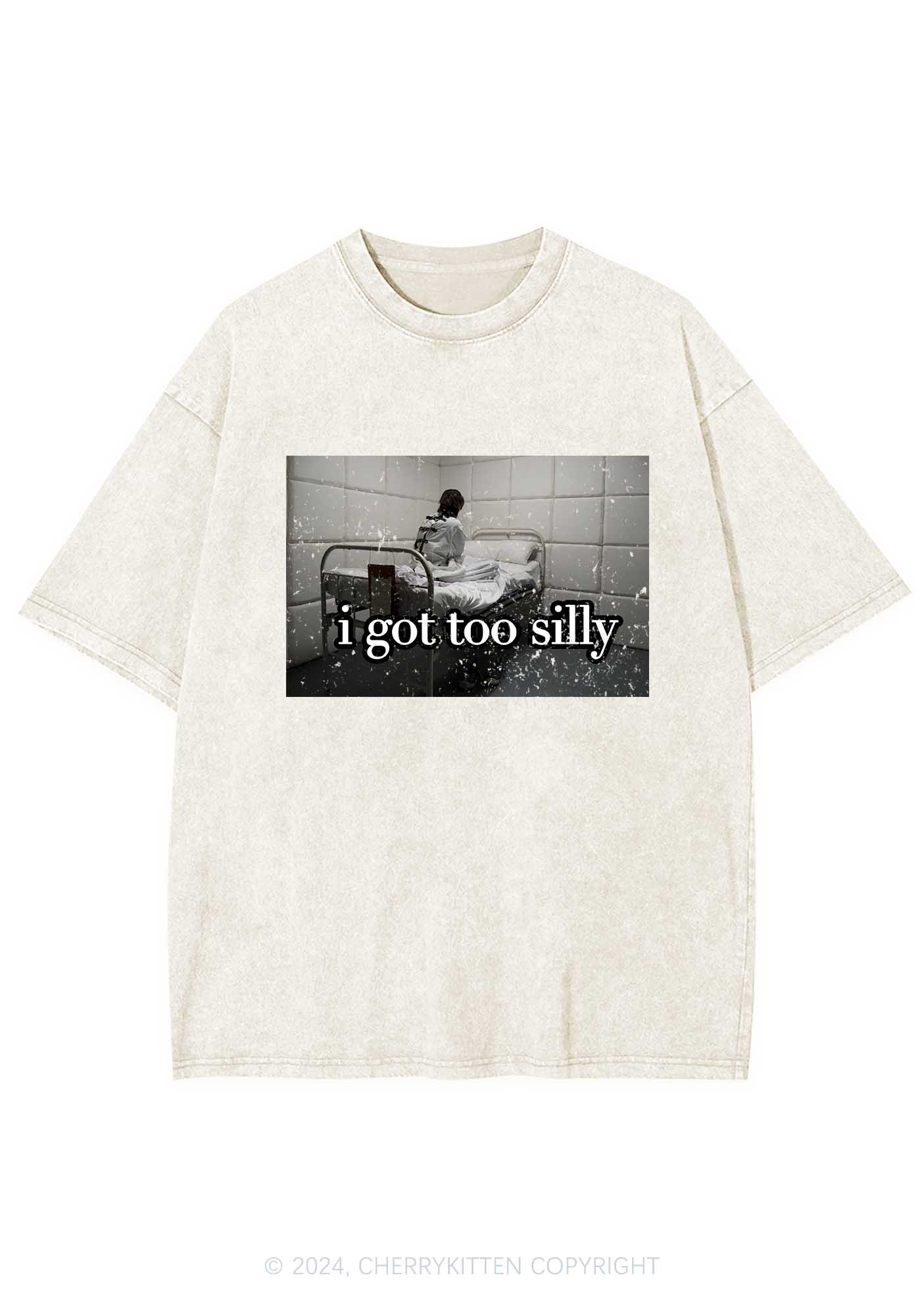 I Got Too Silly Y2K Washed Tee Cherrykitten - Image 3