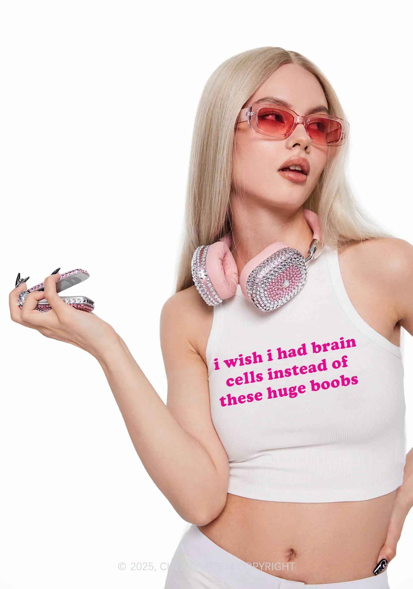 I Had Brain Cells Y2K Crop Tank Top Cherrykitten - Image 2