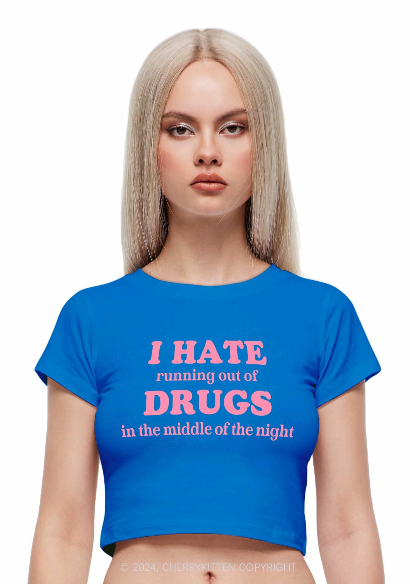 I Hate Drxgs Y2K Baby Tee Cherrykitten - Image 2