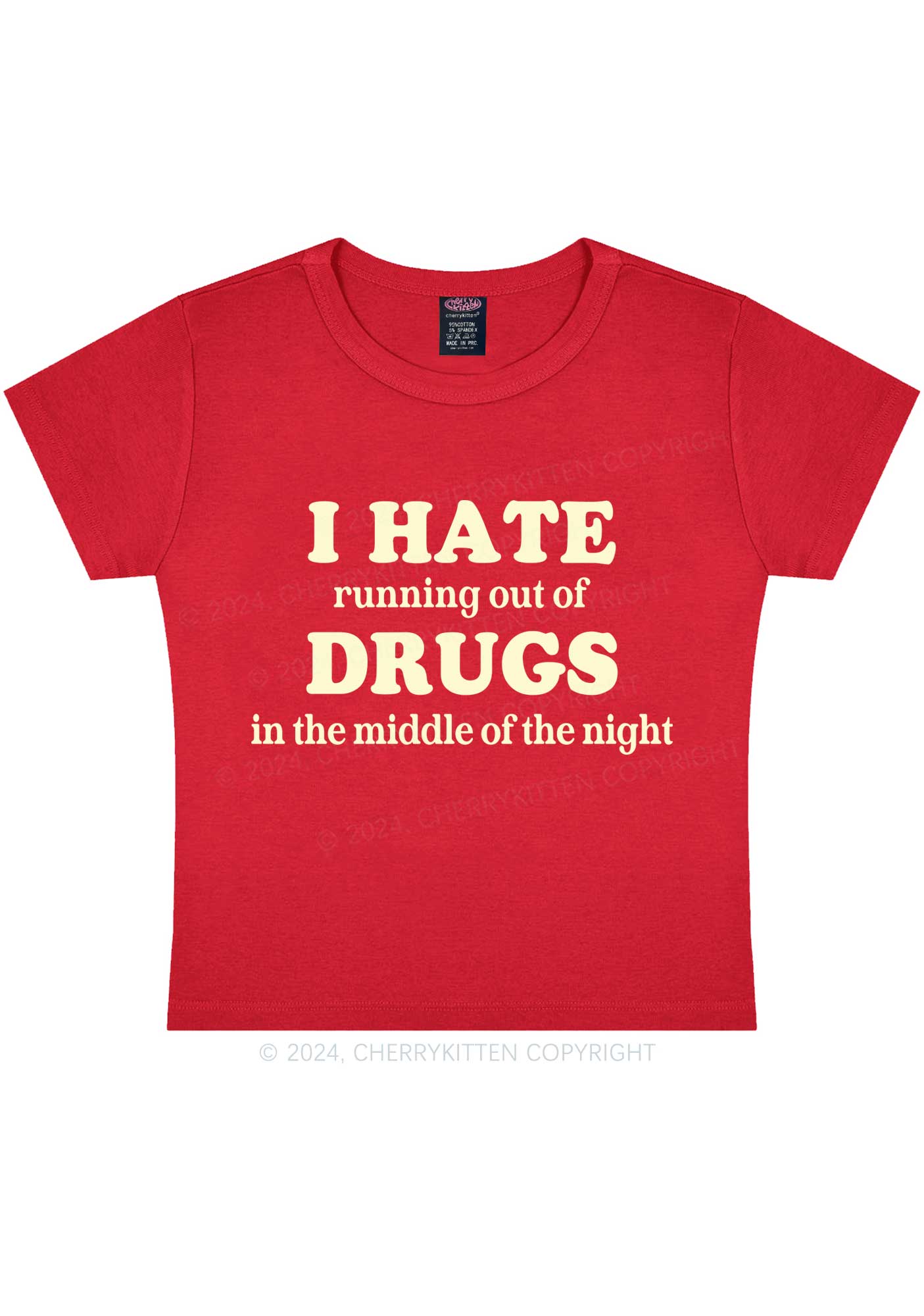 I Hate Drxgs Y2K Baby Tee Cherrykitten - Image 4