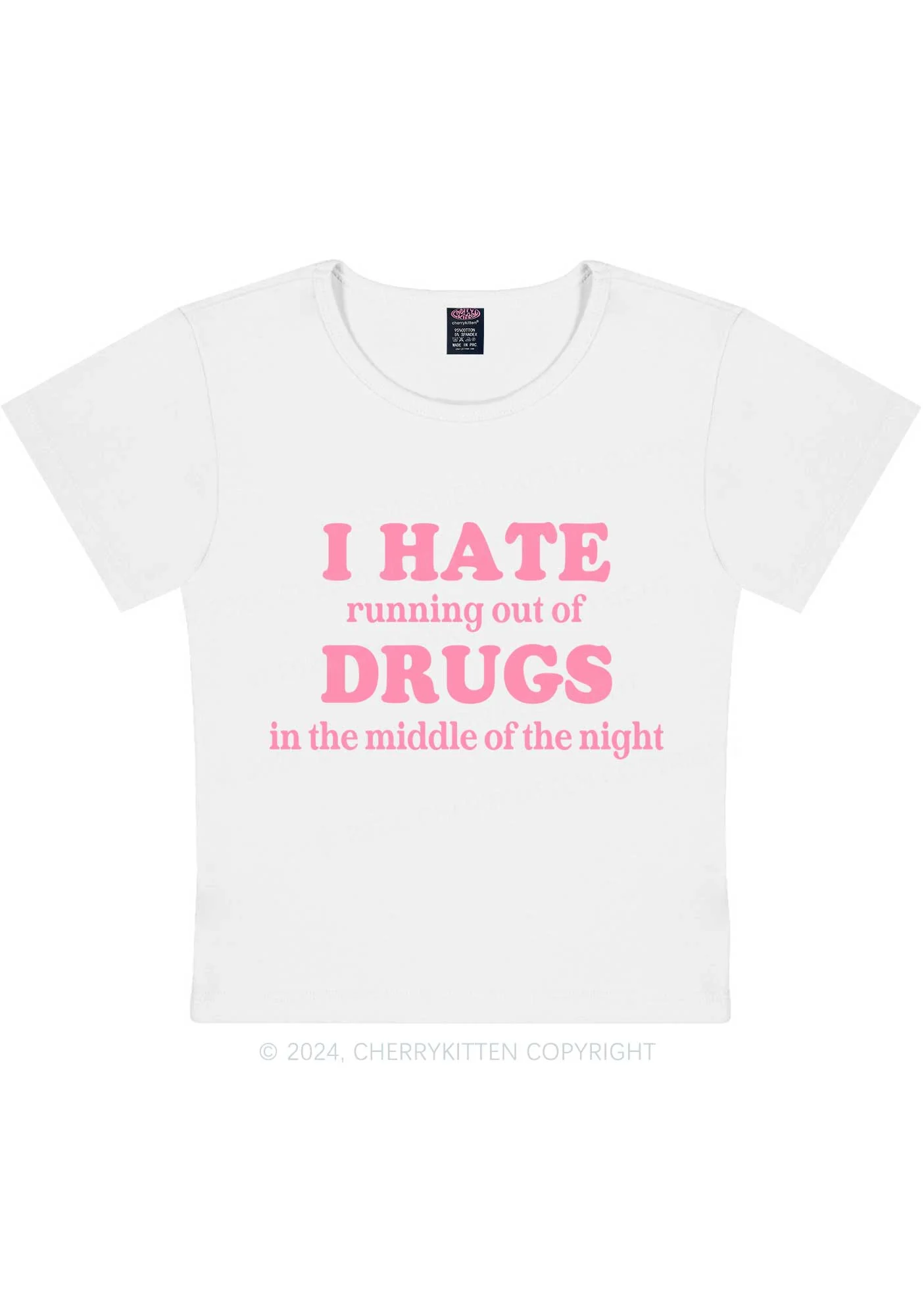 I Hate Drxgs Y2K Baby Tee Cherrykitten - Image 5