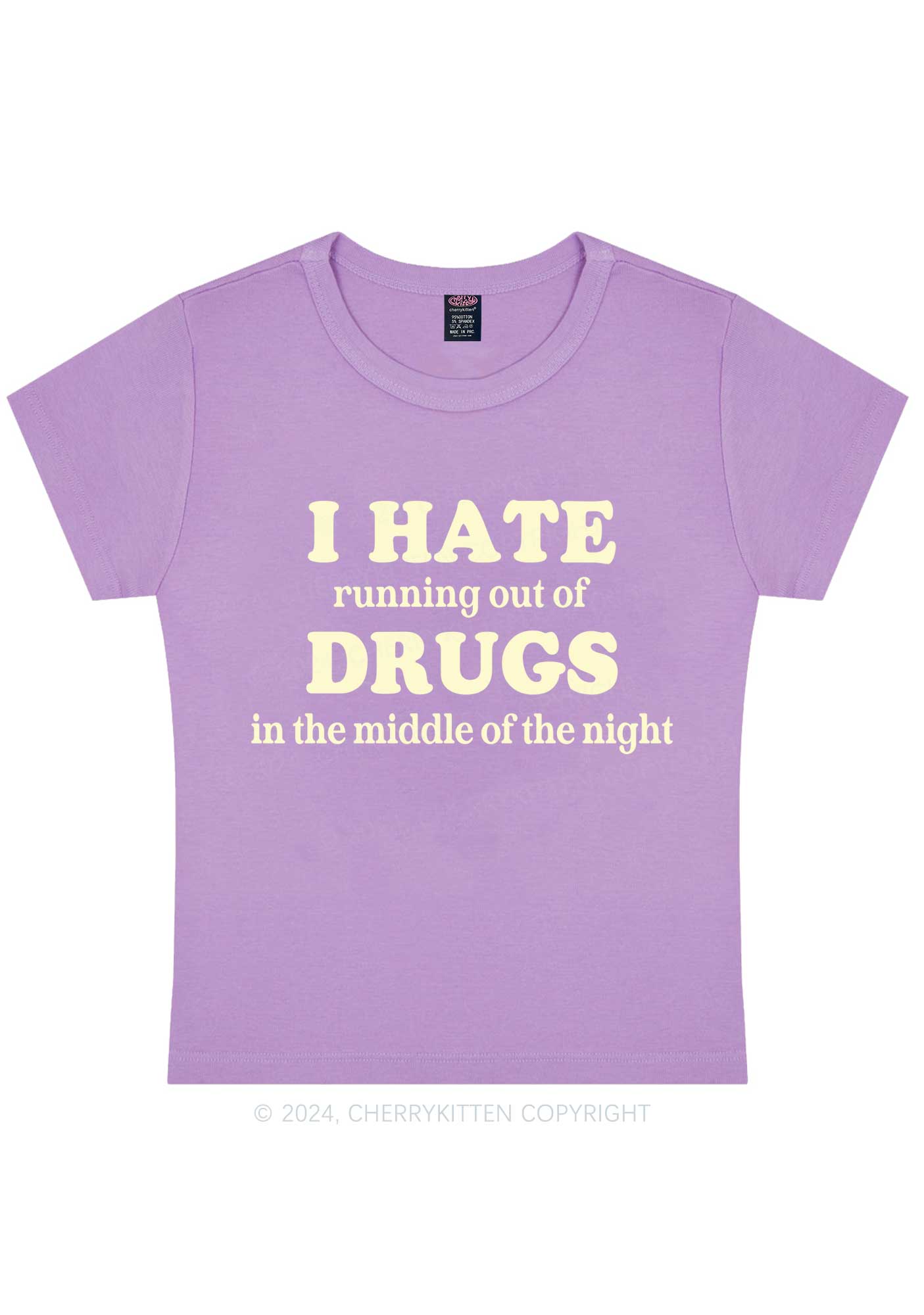 I Hate Drxgs Y2K Baby Tee Cherrykitten - Image 6