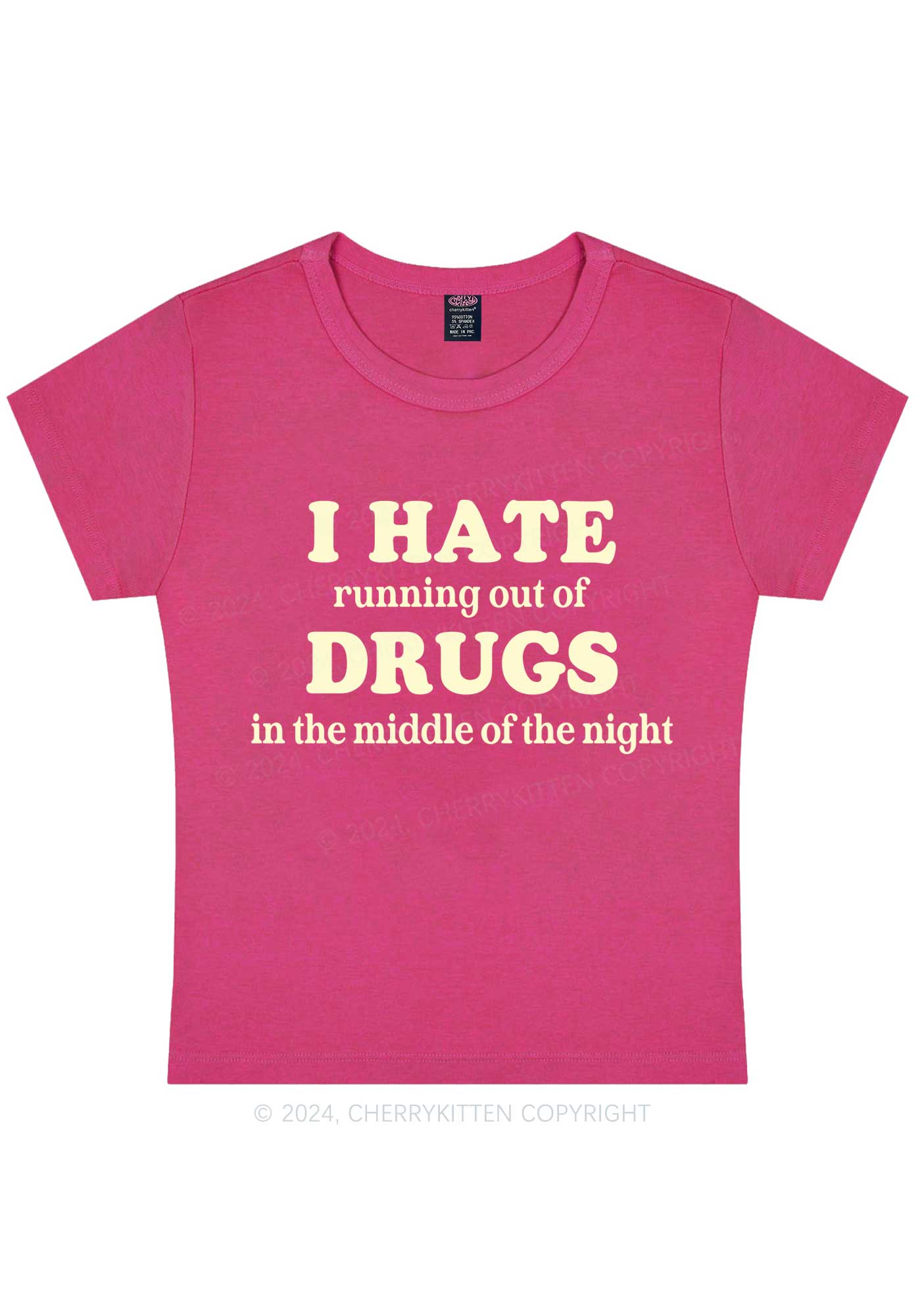 I Hate Drxgs Y2K Baby Tee Cherrykitten - Image 7