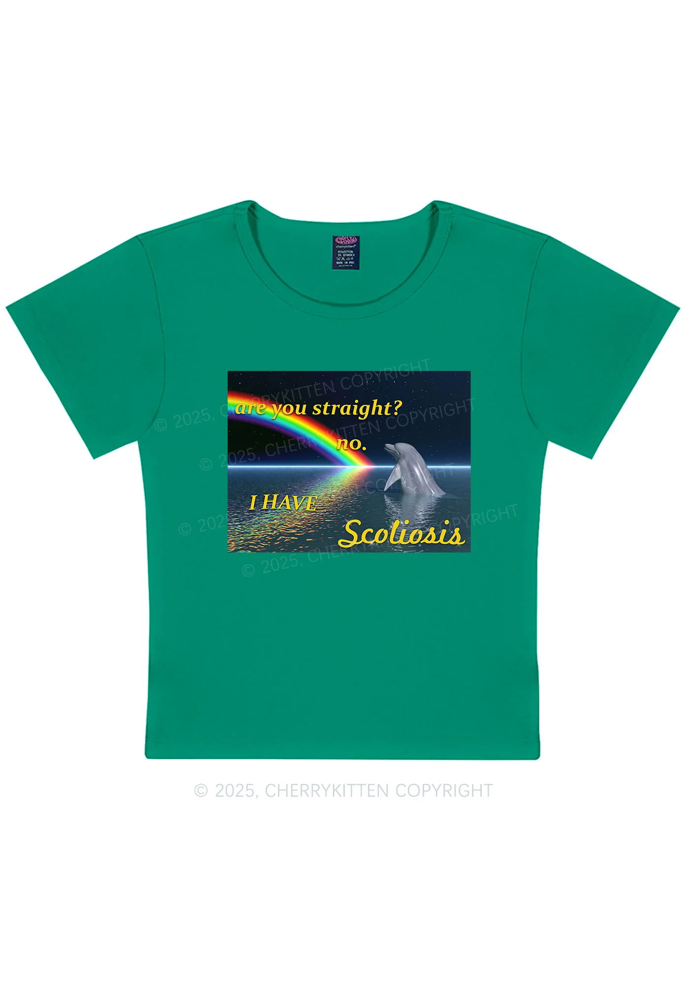 I Have Scoliosis Pride Y2K Baby Tee Cherrykitten - Image 11