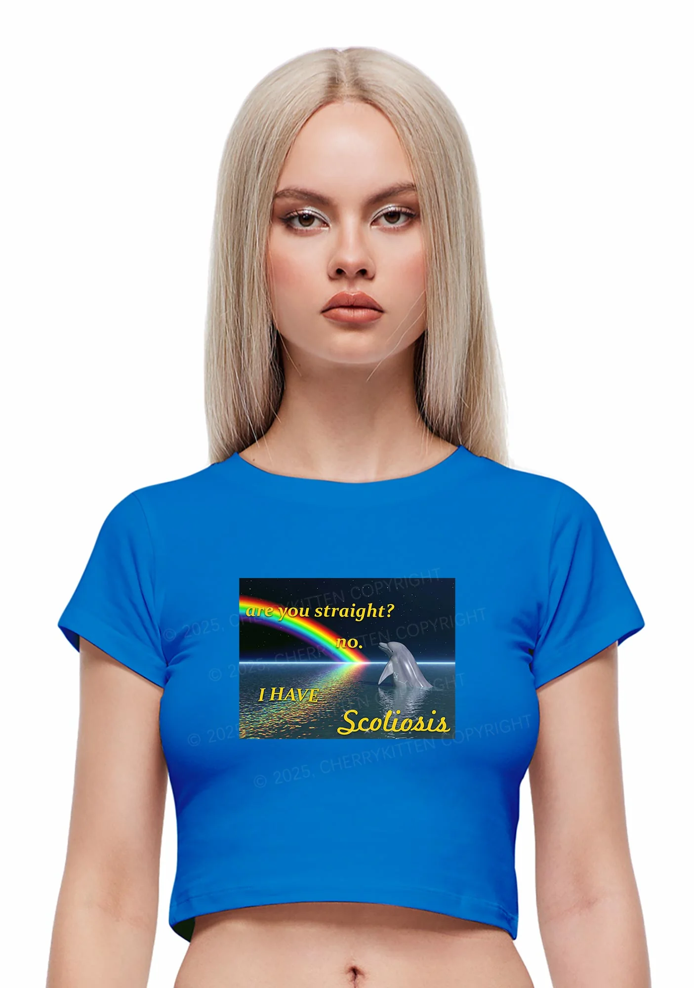 I Have Scoliosis Pride Y2K Baby Tee Cherrykitten - Image 2