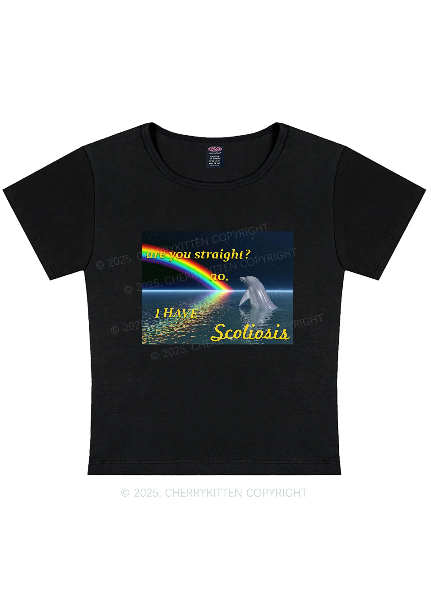 I Have Scoliosis Pride Y2K Baby Tee Cherrykitten - Image 3